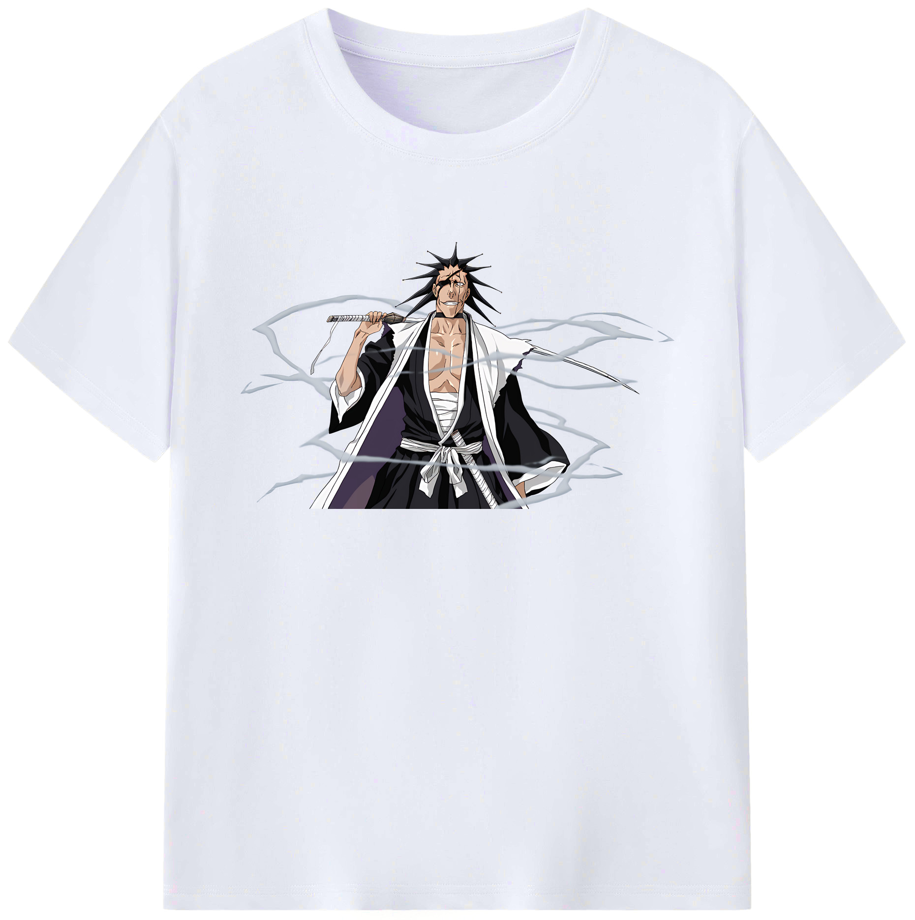 （画像用） ブリーチ ざらき けんぱち BLEACH Zaraki Kenpachi 綿100％ メンズ半袖Tシャツ｜肌触りやわらか＆通気性