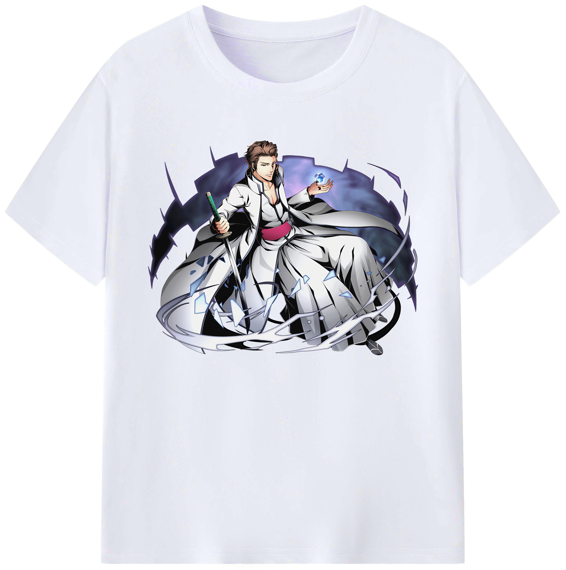 （画像用） ブリーチ 藍染 惣右介（あいぜん そうすけ） BLEACH Aizen Sousuke 綿100％ メンズ半袖Tシャツ｜肌触りやわらか＆通気性
