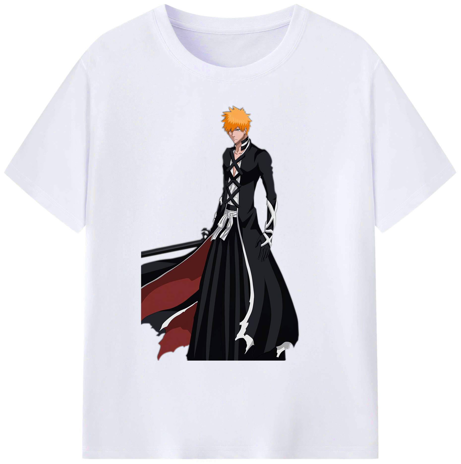（画像用） ブリーチ 黒崎一護（くろさき いちご）BLEACH Kurosaki Ichigo 綿100％ メンズ半袖Tシャツ｜肌触りやわらか＆通気性