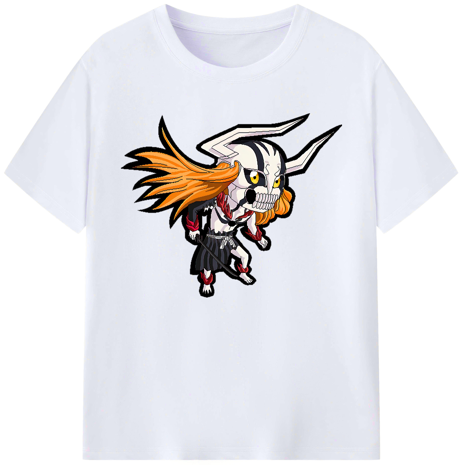 （画像用） ブリーチ 黒崎一護（くろさき いちご）BLEACH Kurosaki Ichigo 綿100％ メンズ半袖Tシャツ｜肌触りやわらか＆通気性