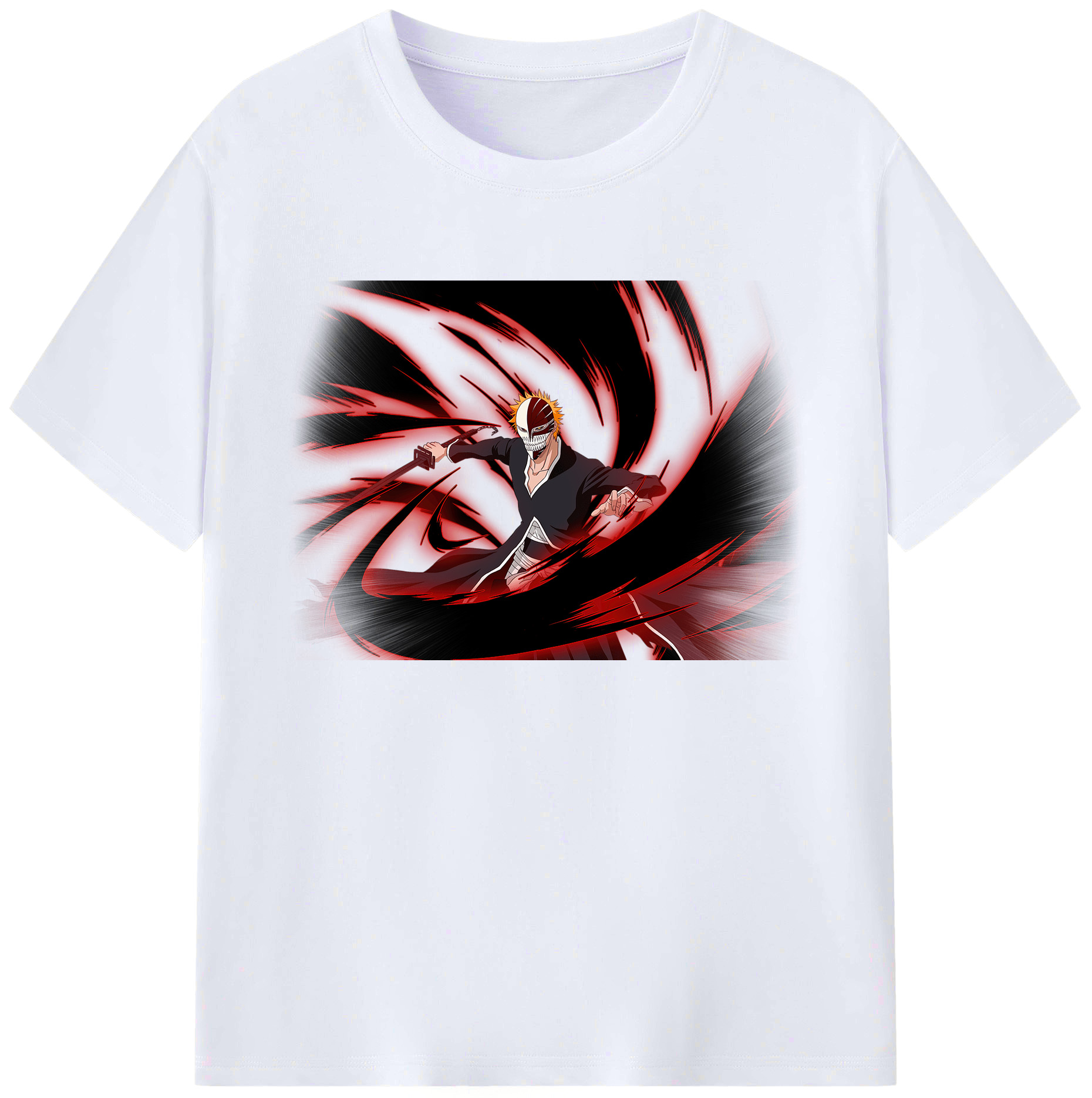 （画像用） ブリーチ 黒崎一護（くろさき いちご）BLEACH Kurosaki Ichigo 綿100％ メンズ半袖Tシャツ｜肌触りやわらか＆通気性