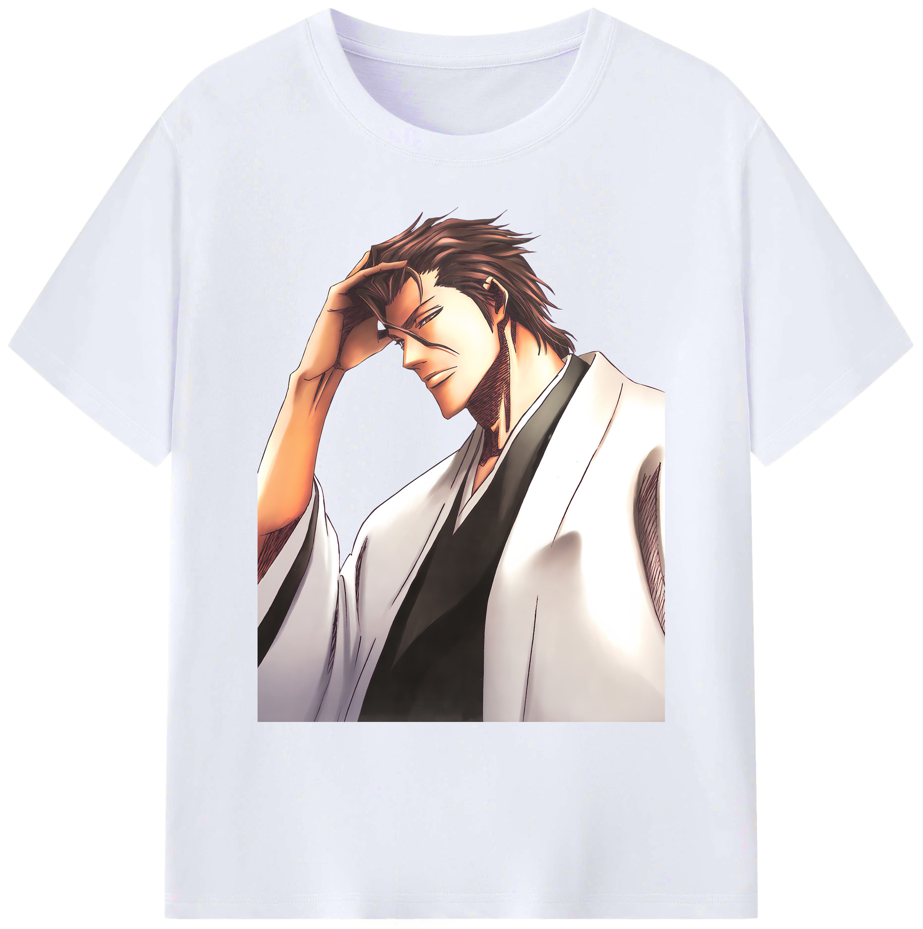 （画像用） ブリーチ 藍染 惣右介（あいぜん そうすけ） BLEACH Aizen Sousuke 綿100％ メンズ半袖Tシャツ｜肌触りやわらか＆通気性