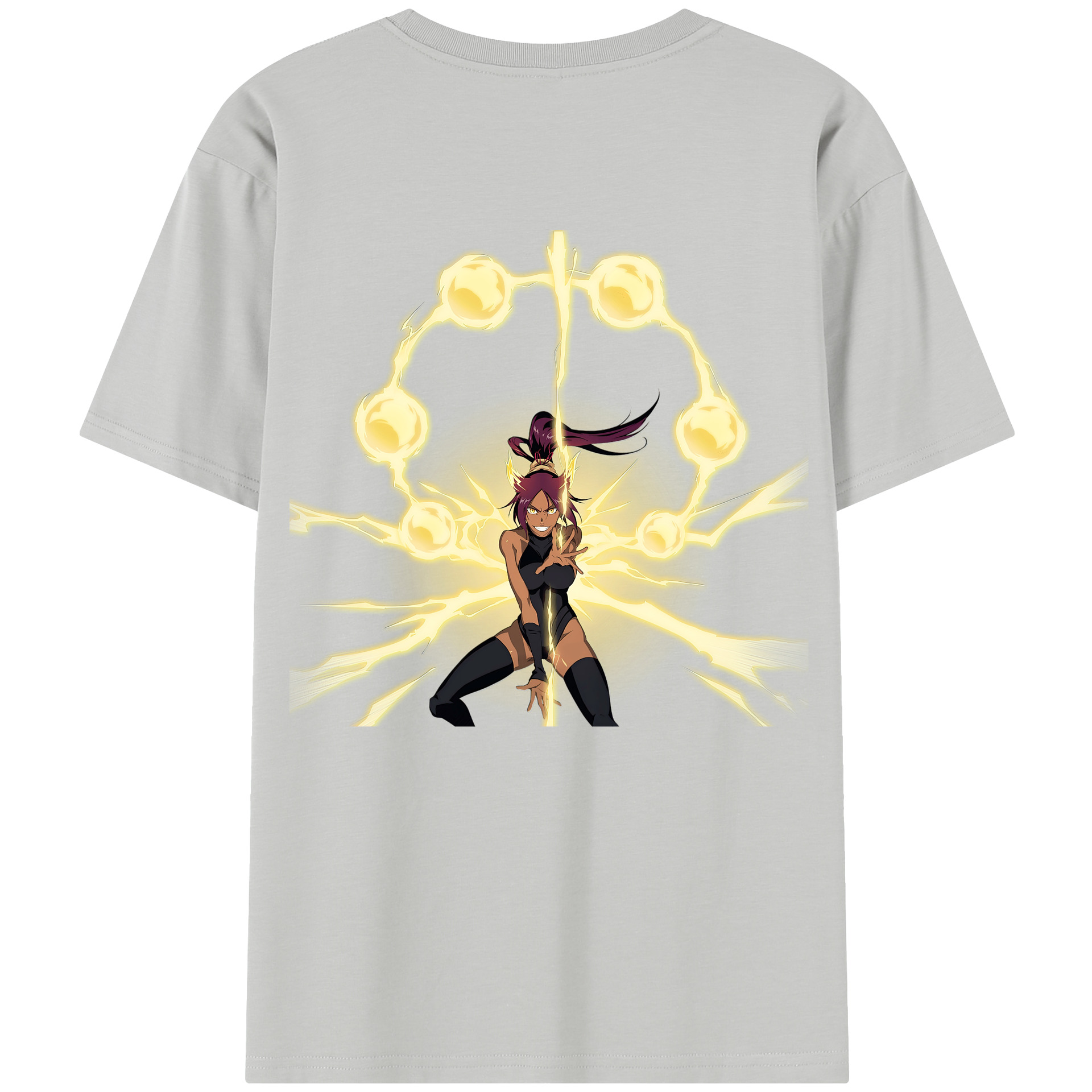 （画像用） ブリーチ 四楓院 夜一（しほういん よるいち） BLEACH Shihouin Yoruichi レディース半袖Tシャツ(バックプリント)