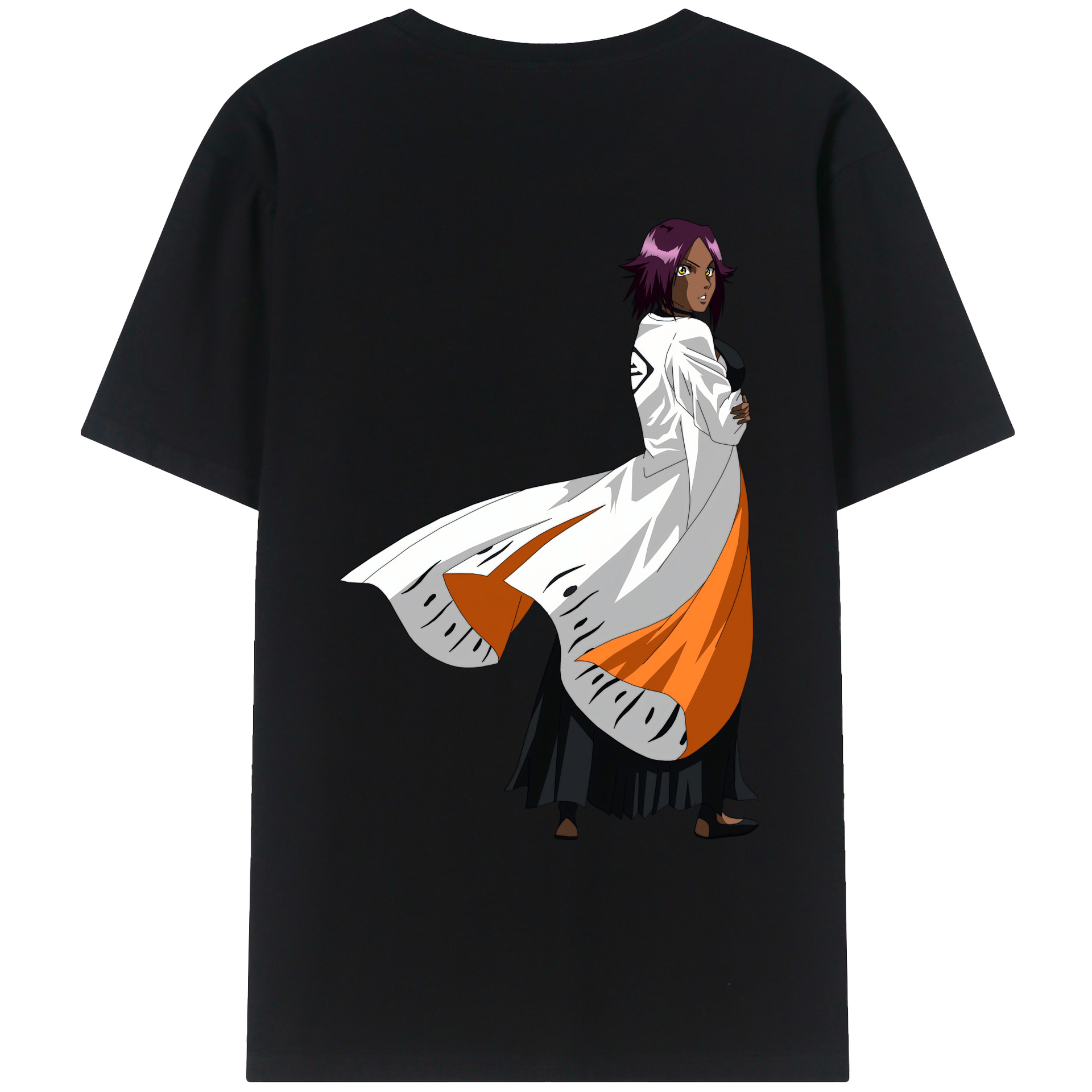 （画像用） ブリーチ 四楓院 夜一（しほういん よるいち） BLEACH Shihouin Yoruichi レディース半袖Tシャツ(バックプリント)