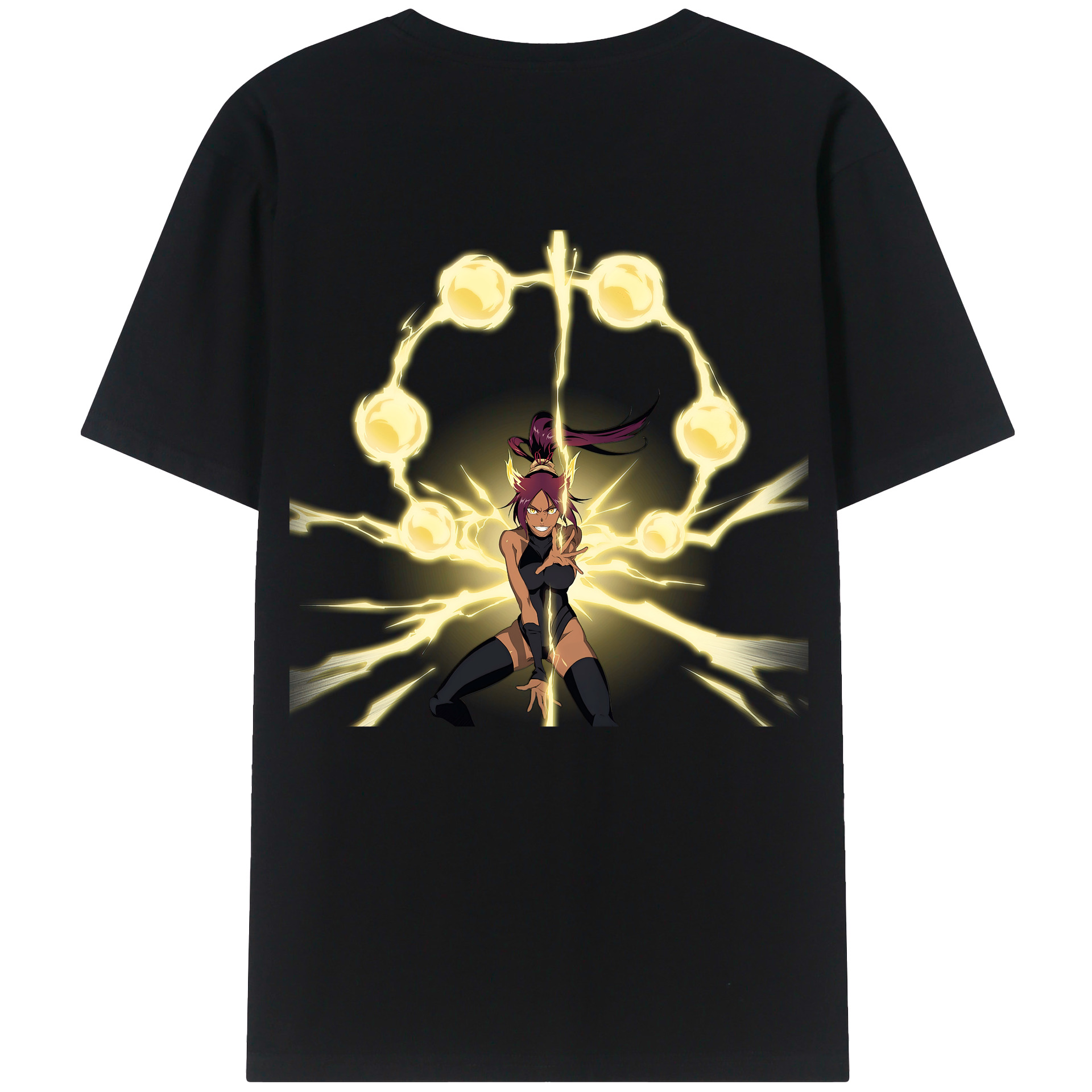 （画像用） ブリーチ 四楓院 夜一（しほういん よるいち） BLEACH Shihouin Yoruichi レディース半袖Tシャツ(バックプリント)