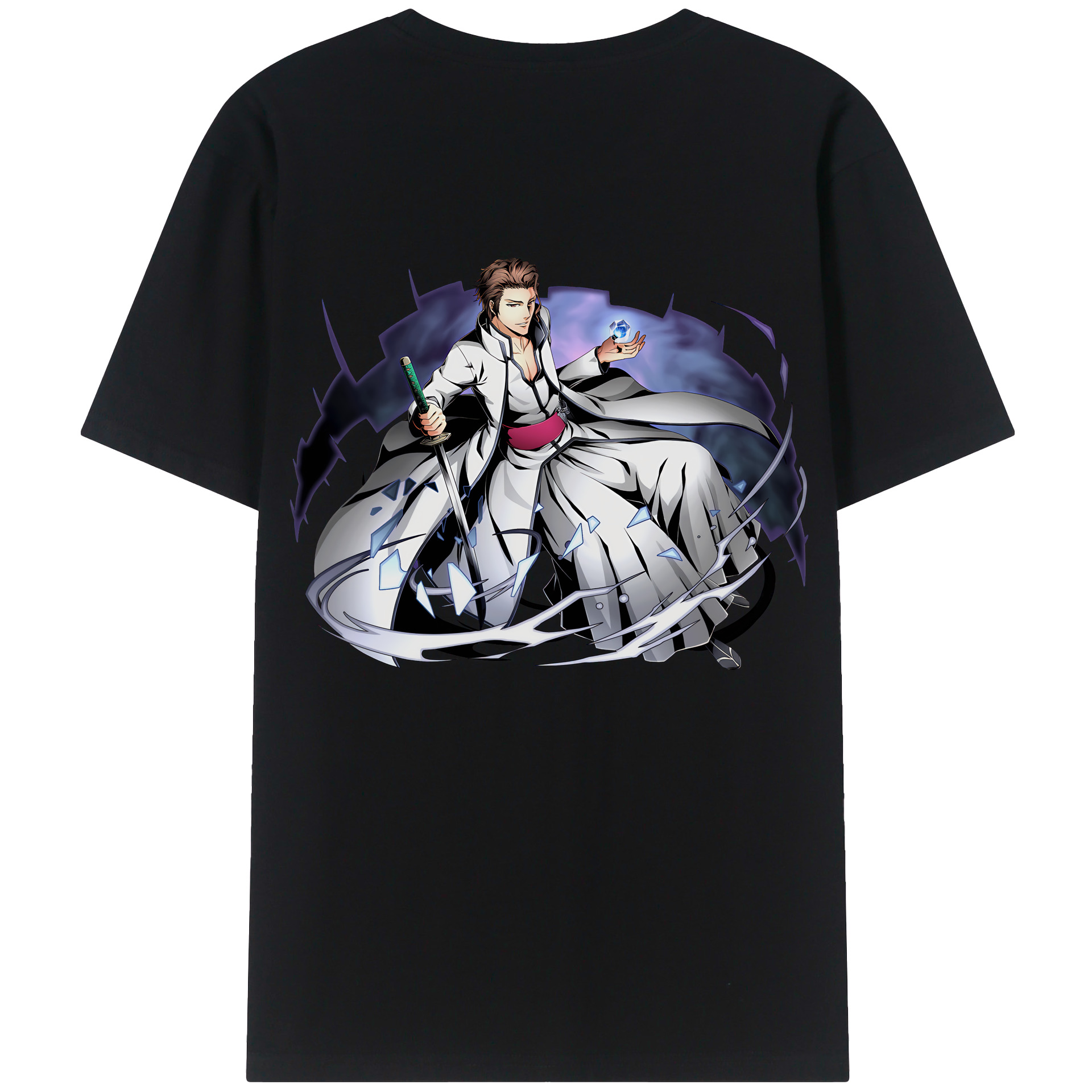 （画像用） ブリーチ 藍染 惣右介（あいぜん そうすけ） BLEACH Aizen Sousuke レディース半袖Tシャツ(バックプリント)