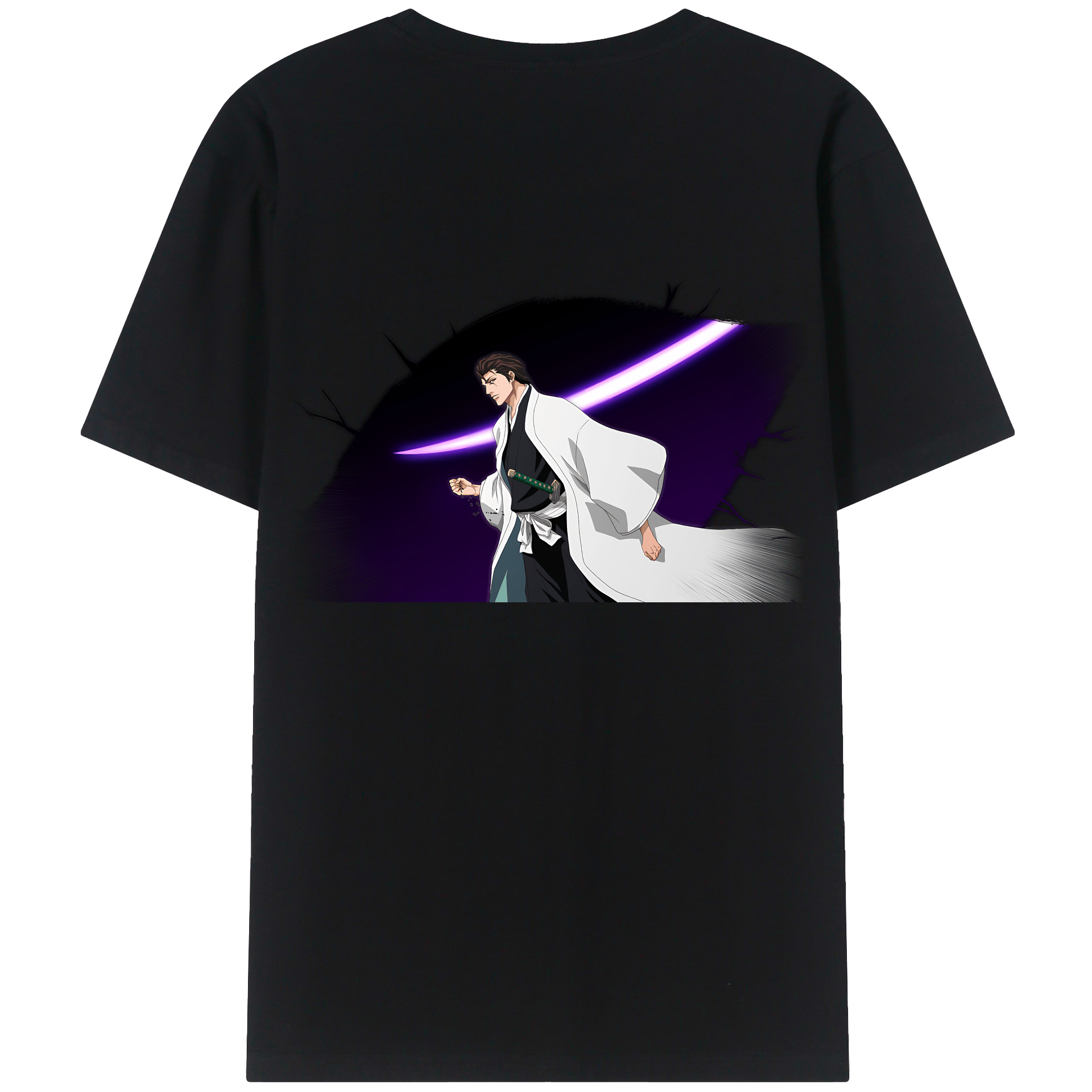 （画像用） ブリーチ 藍染 惣右介（あいぜん そうすけ） BLEACH Aizen Sousuke レディース半袖Tシャツ(バックプリント)
