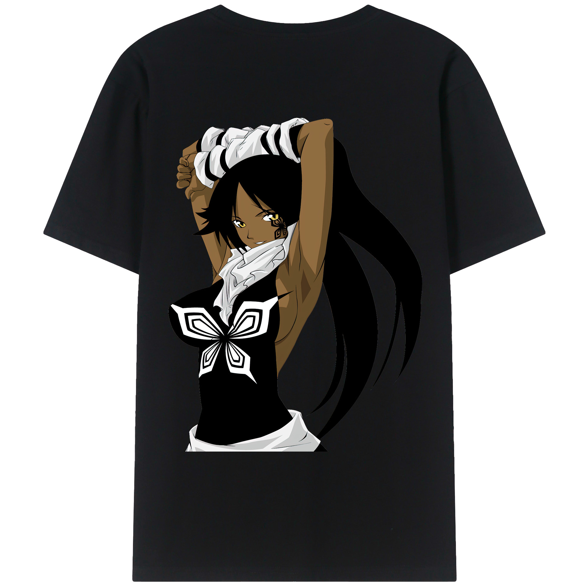 （画像用） ブリーチ 四楓院 夜一（しほういん よるいち） BLEACH Shihouin Yoruichi レディース半袖Tシャツ(バックプリント)