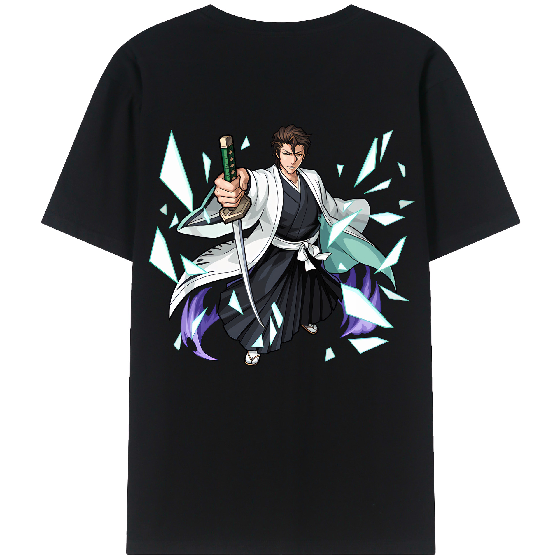 （画像用） ブリーチ 藍染 惣右介（あいぜん そうすけ） BLEACH Aizen Sousuke レディース半袖Tシャツ(バックプリント)