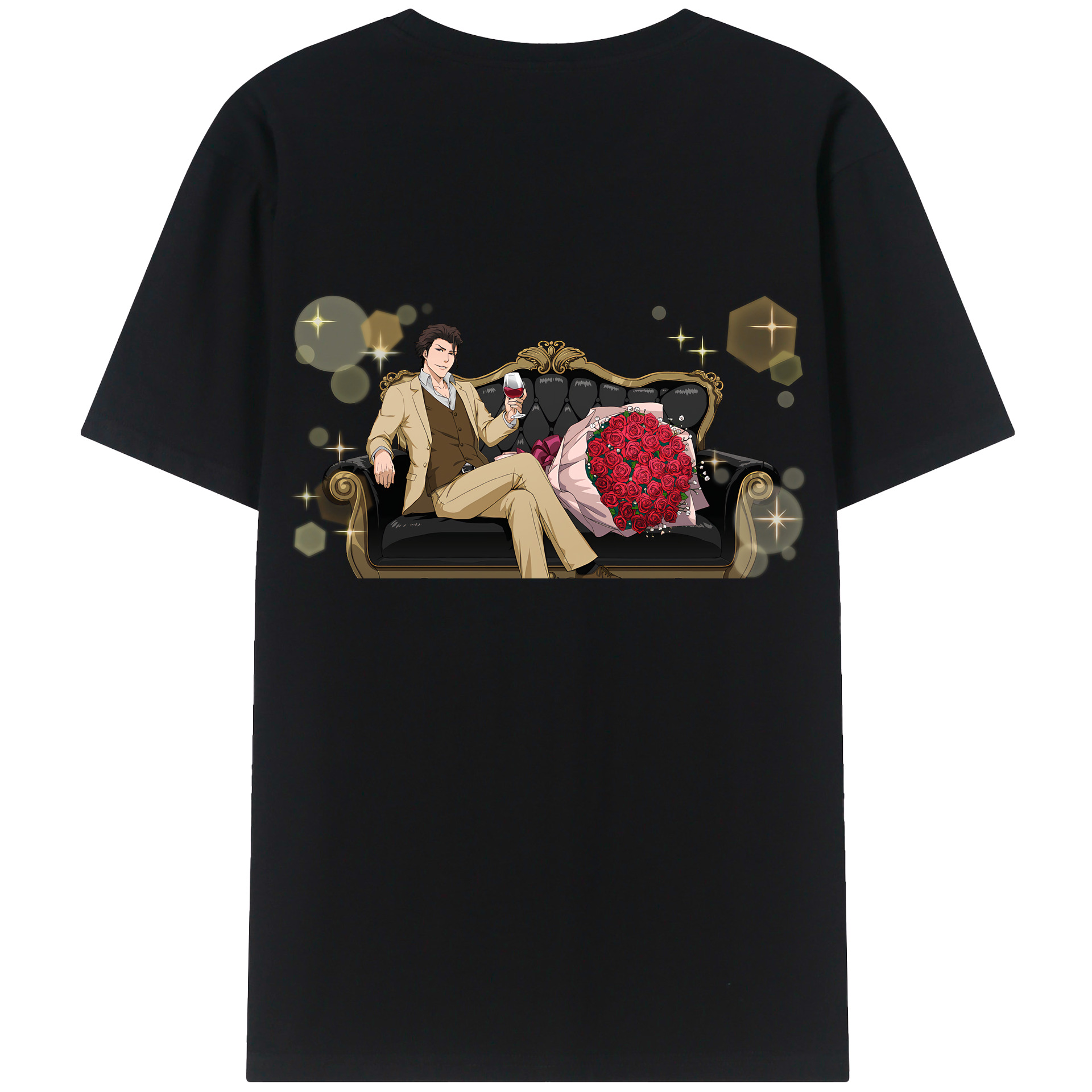 （画像用） ブリーチ 藍染 惣右介（あいぜん そうすけ） BLEACH Aizen Sousuke レディース半袖Tシャツ(バックプリント)
