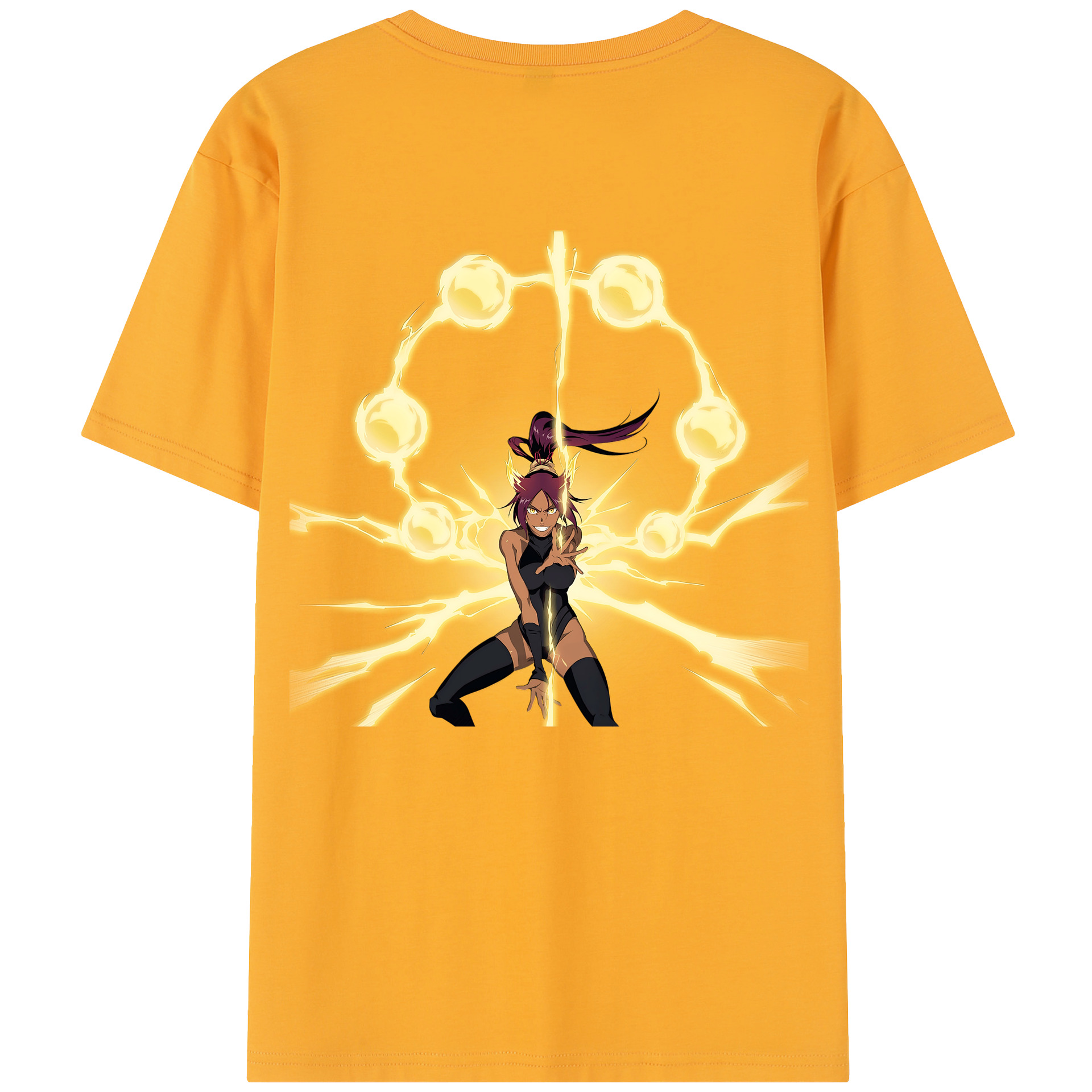 （画像用） ブリーチ 四楓院 夜一（しほういん よるいち） BLEACH Shihouin Yoruichi レディース半袖Tシャツ(バックプリント)