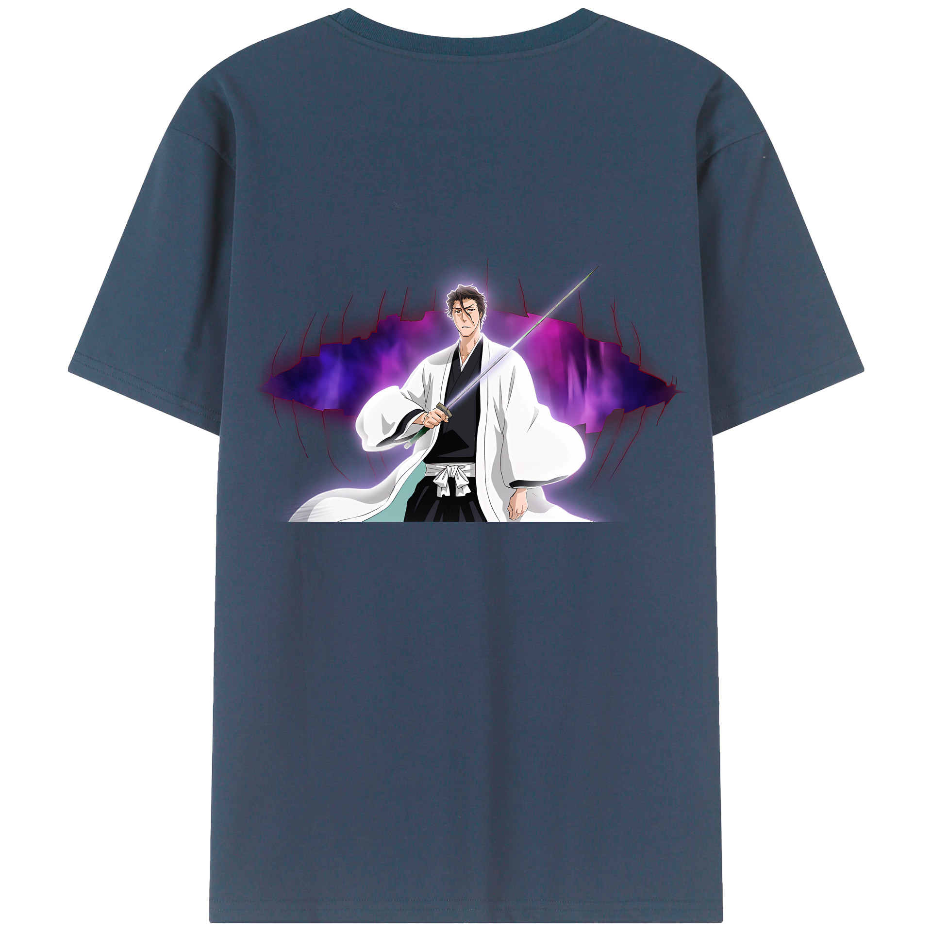 （画像用） ブリーチ 藍染 惣右介（あいぜん そうすけ） BLEACH Aizen Sousuke レディース半袖Tシャツ(バックプリント)