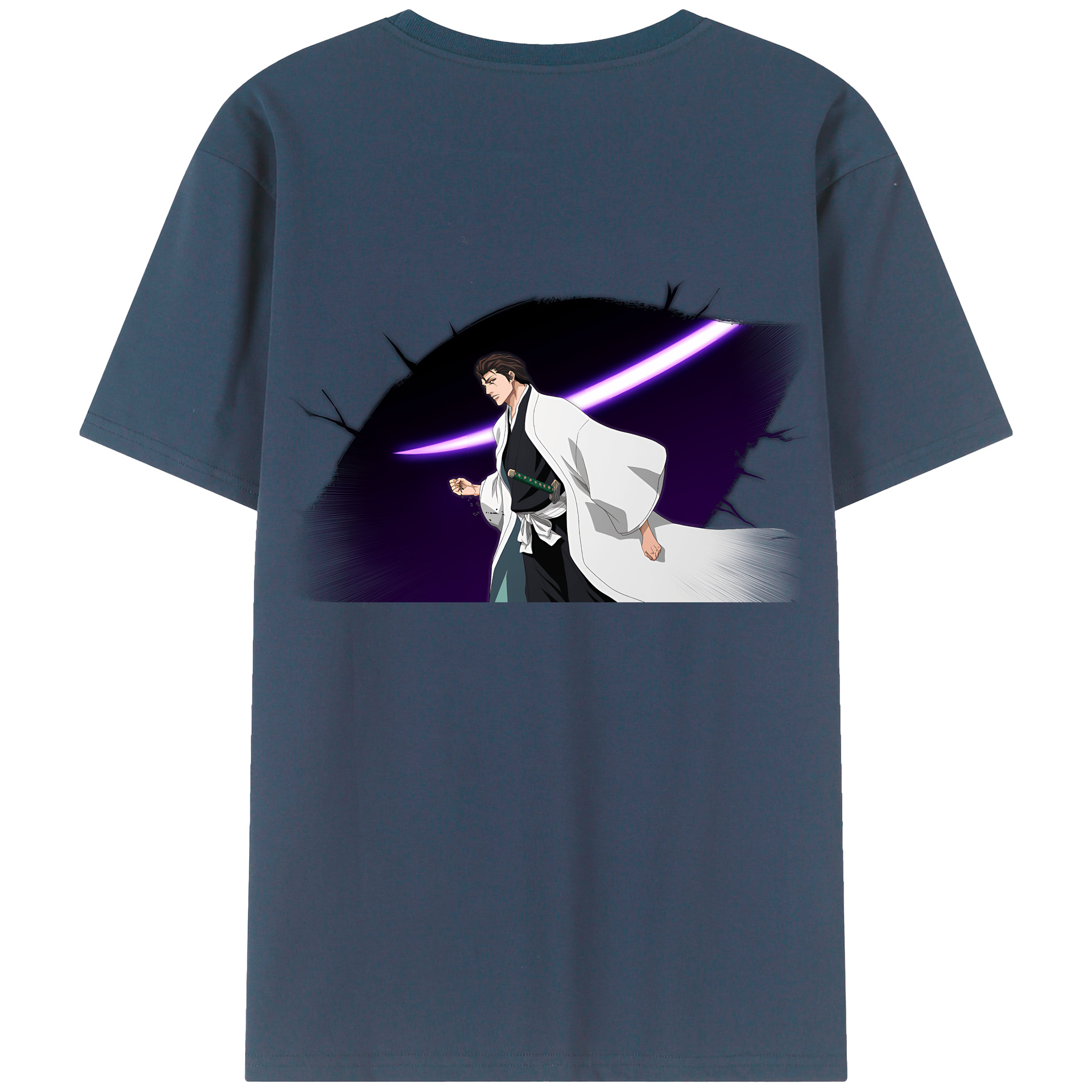 （画像用） ブリーチ 藍染 惣右介（あいぜん そうすけ） BLEACH Aizen Sousuke レディース半袖Tシャツ(バックプリント)