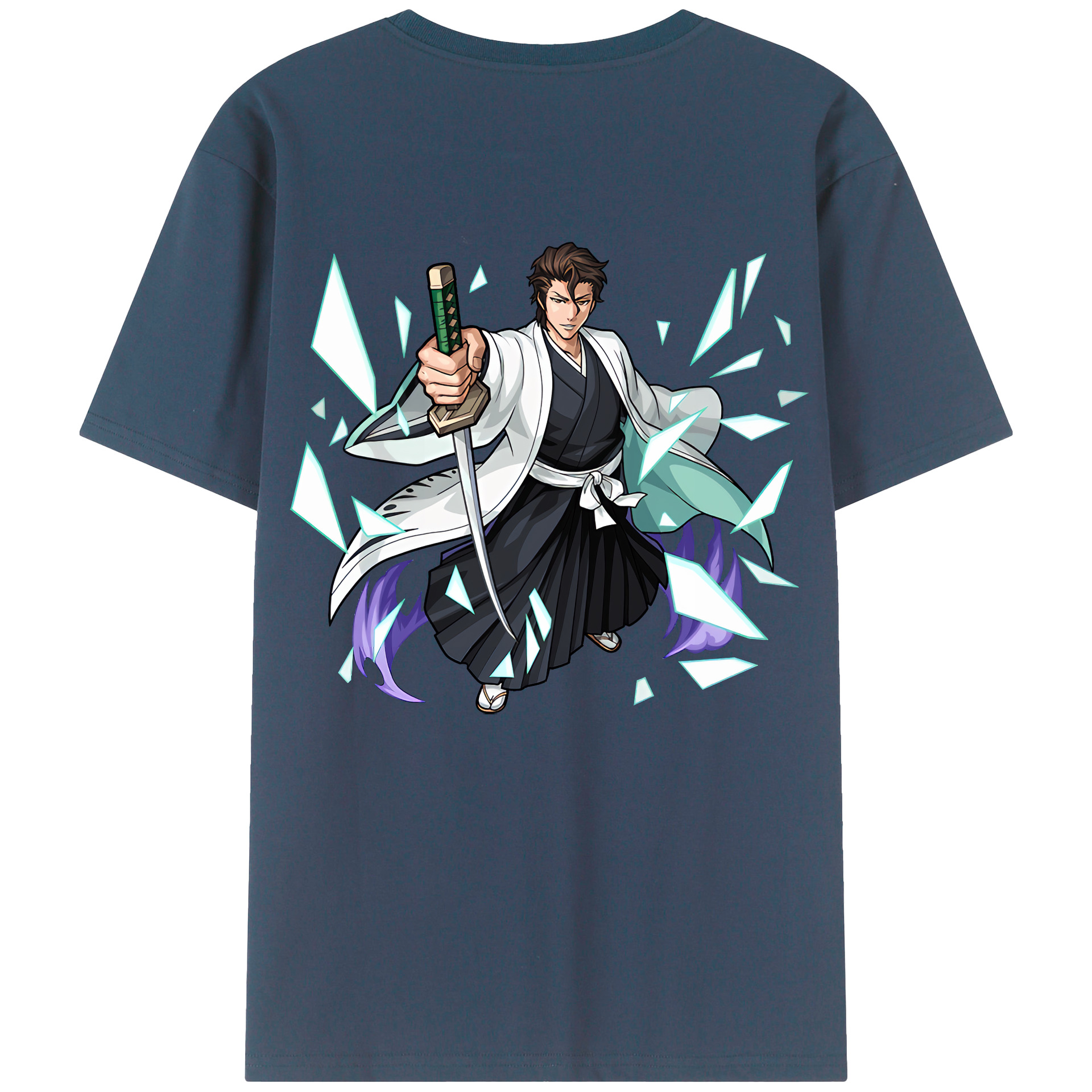 （画像用） ブリーチ 藍染 惣右介（あいぜん そうすけ） BLEACH Aizen Sousuke レディース半袖Tシャツ(バックプリント)