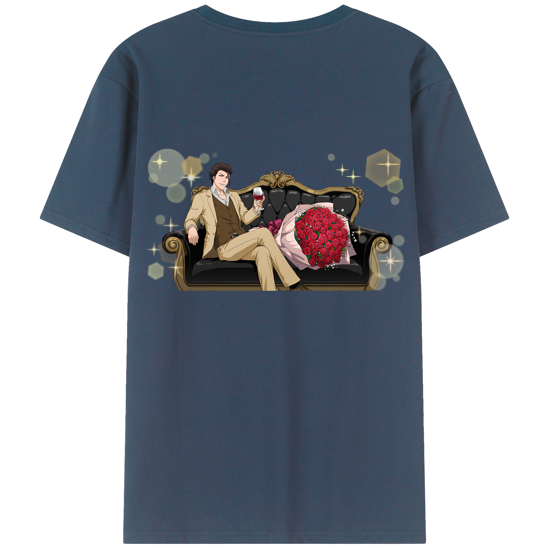 （画像用） ブリーチ 藍染 惣右介（あいぜん そうすけ） BLEACH Aizen Sousuke レディース半袖Tシャツ(バックプリント)