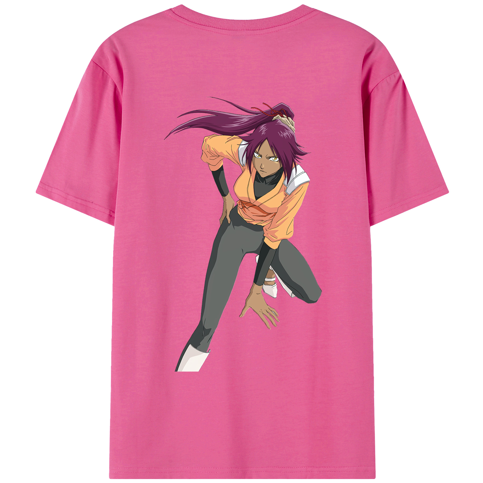 （画像用） ブリーチ 四楓院 夜一（しほういん よるいち） BLEACH Shihouin Yoruichi レディース半袖Tシャツ(バックプリント)