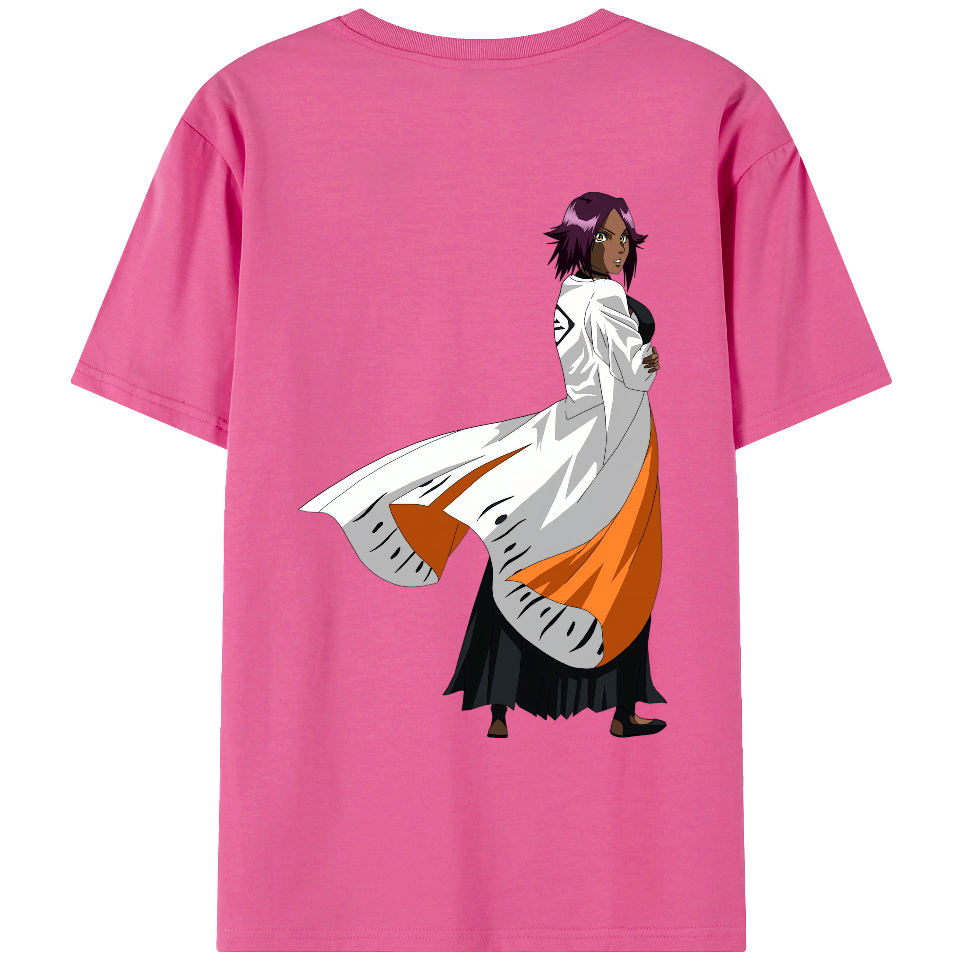 （画像用） ブリーチ 四楓院 夜一（しほういん よるいち） BLEACH Shihouin Yoruichi レディース半袖Tシャツ(バックプリント)