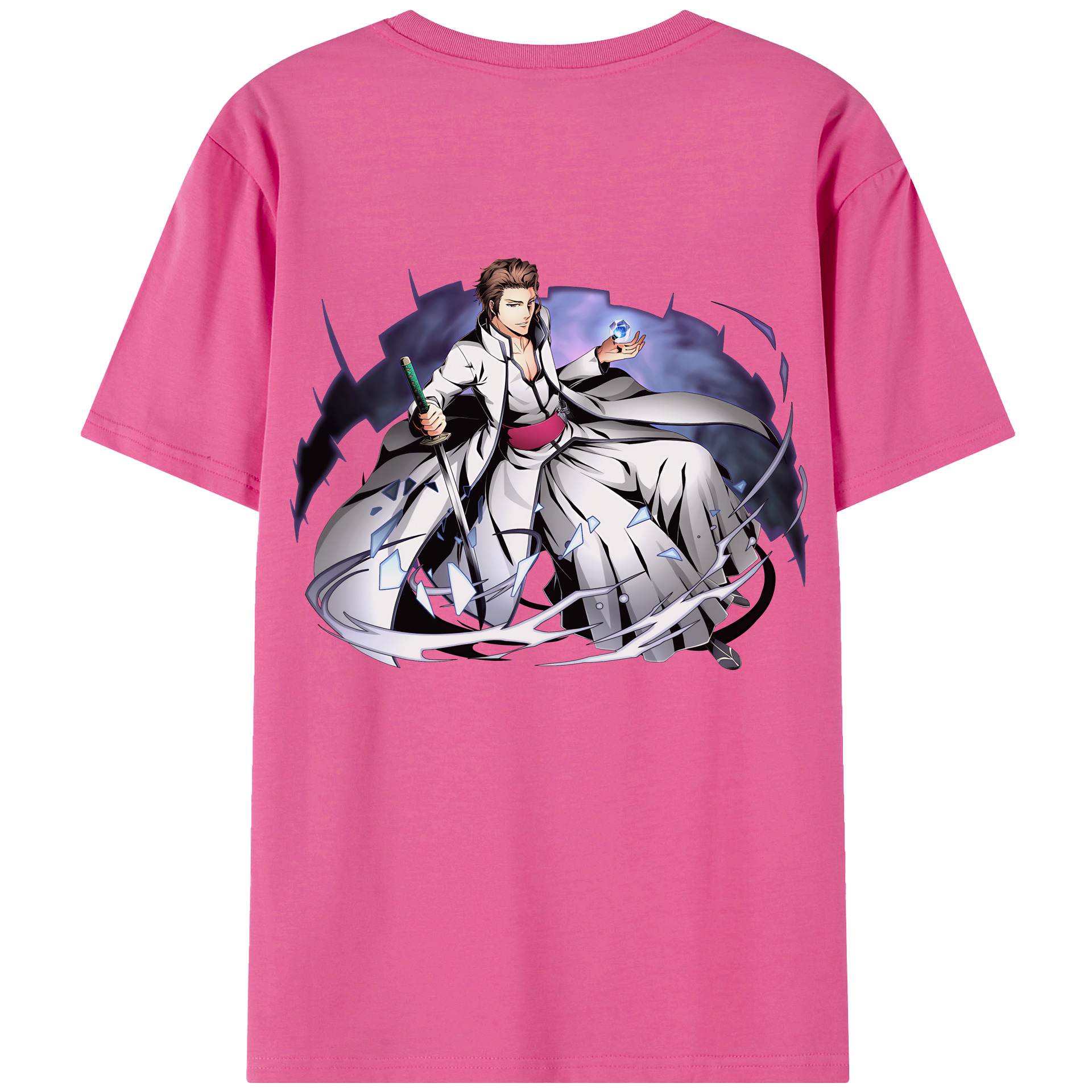 （画像用） ブリーチ 藍染 惣右介（あいぜん そうすけ） BLEACH Aizen Sousuke レディース半袖Tシャツ(バックプリント)