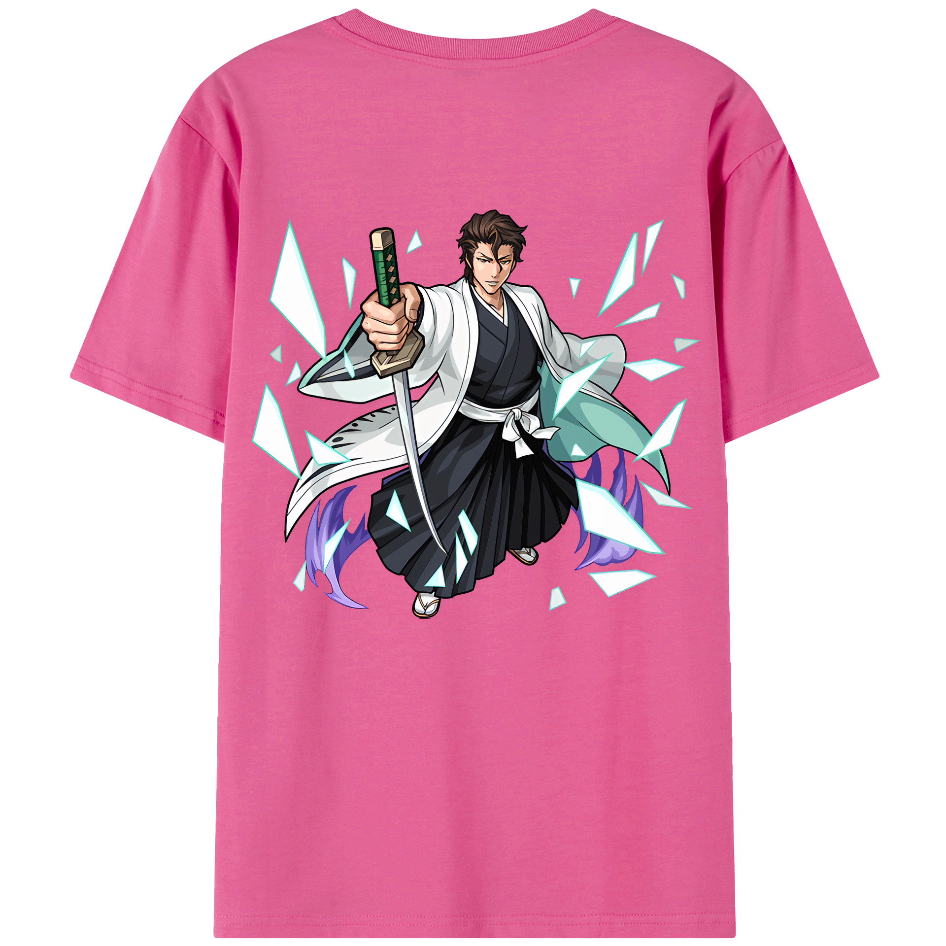 （画像用） ブリーチ 藍染 惣右介（あいぜん そうすけ） BLEACH Aizen Sousuke レディース半袖Tシャツ(バックプリント)