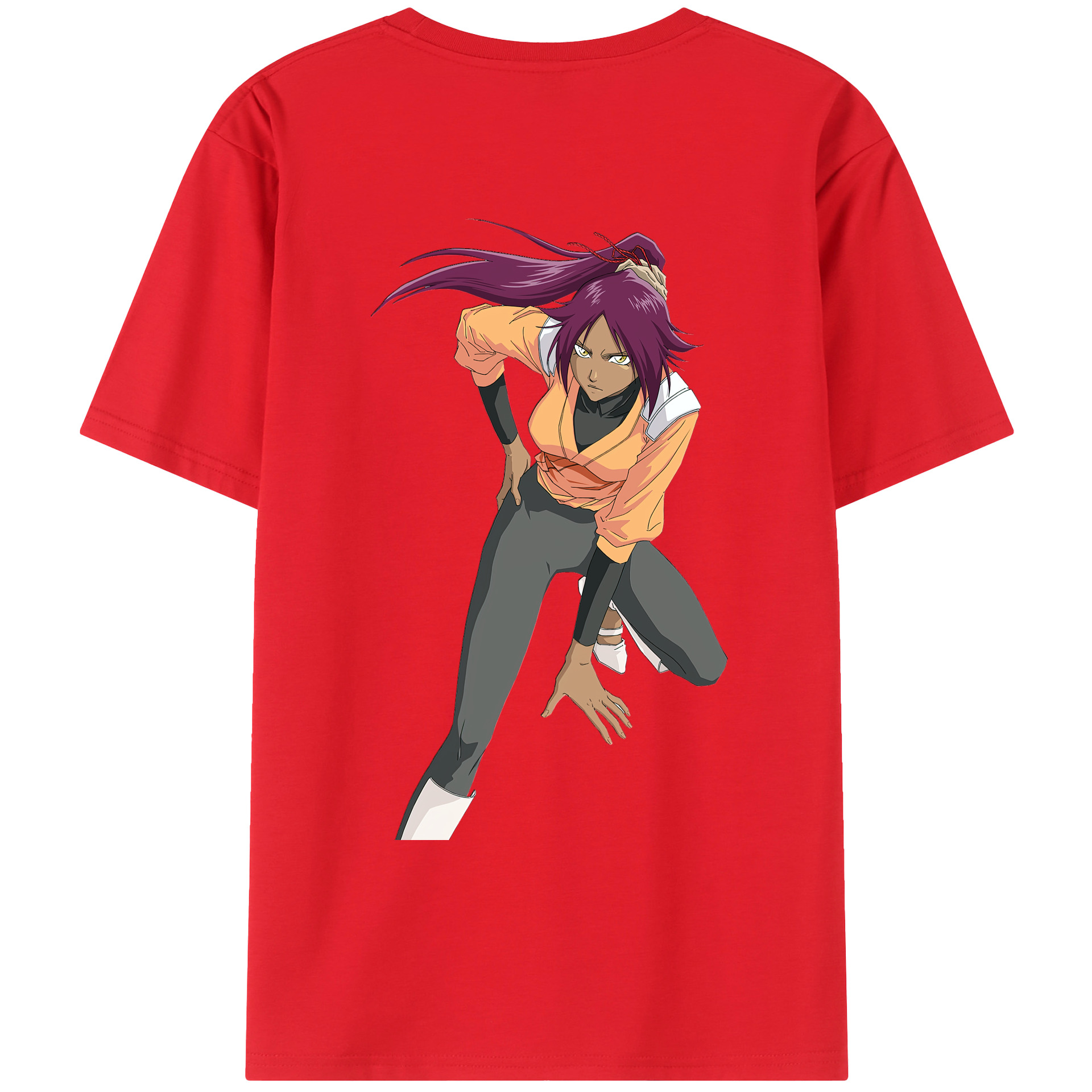 （画像用） ブリーチ 四楓院 夜一（しほういん よるいち） BLEACH Shihouin Yoruichi レディース半袖Tシャツ(バックプリント)