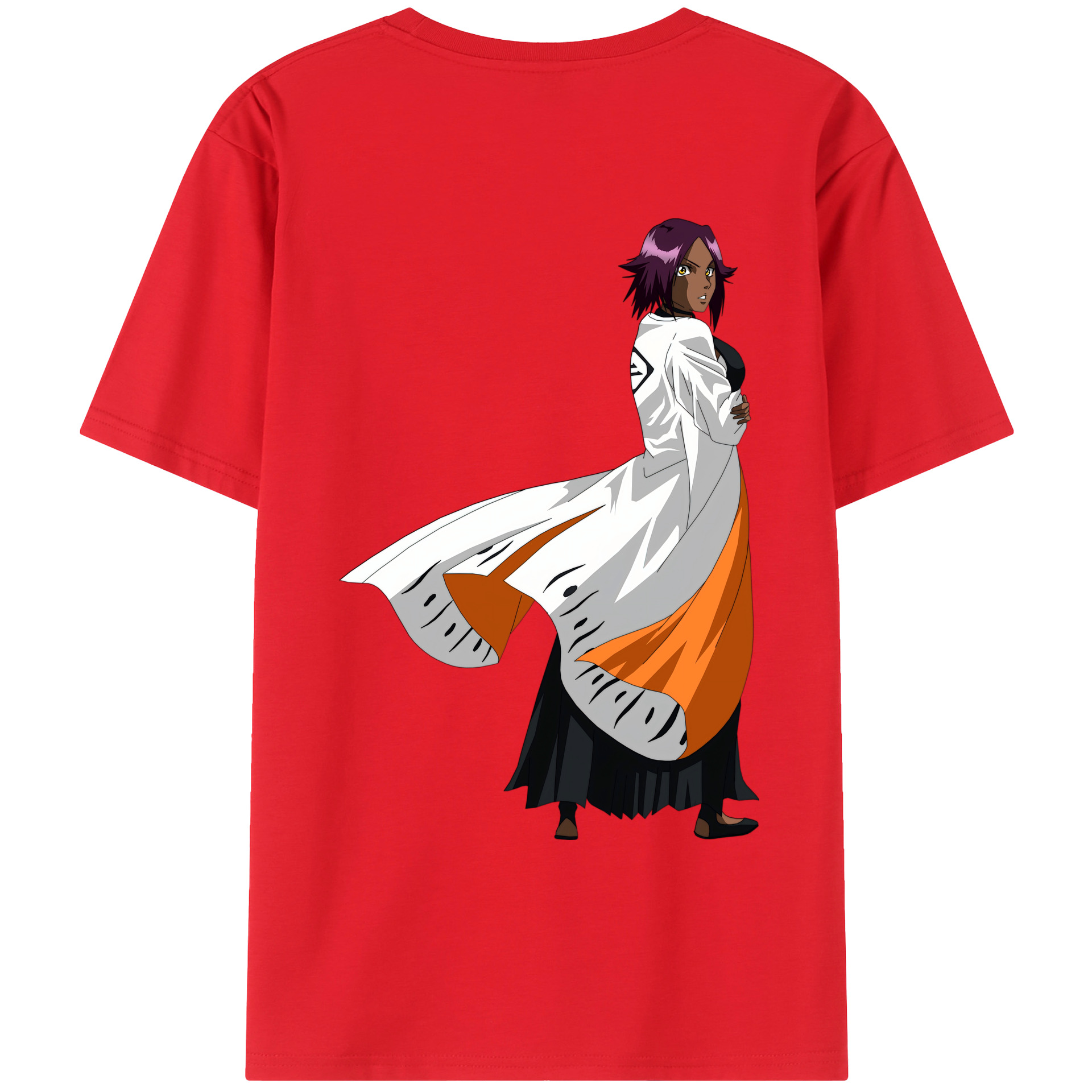 （画像用） ブリーチ 四楓院 夜一（しほういん よるいち） BLEACH Shihouin Yoruichi レディース半袖Tシャツ(バックプリント)