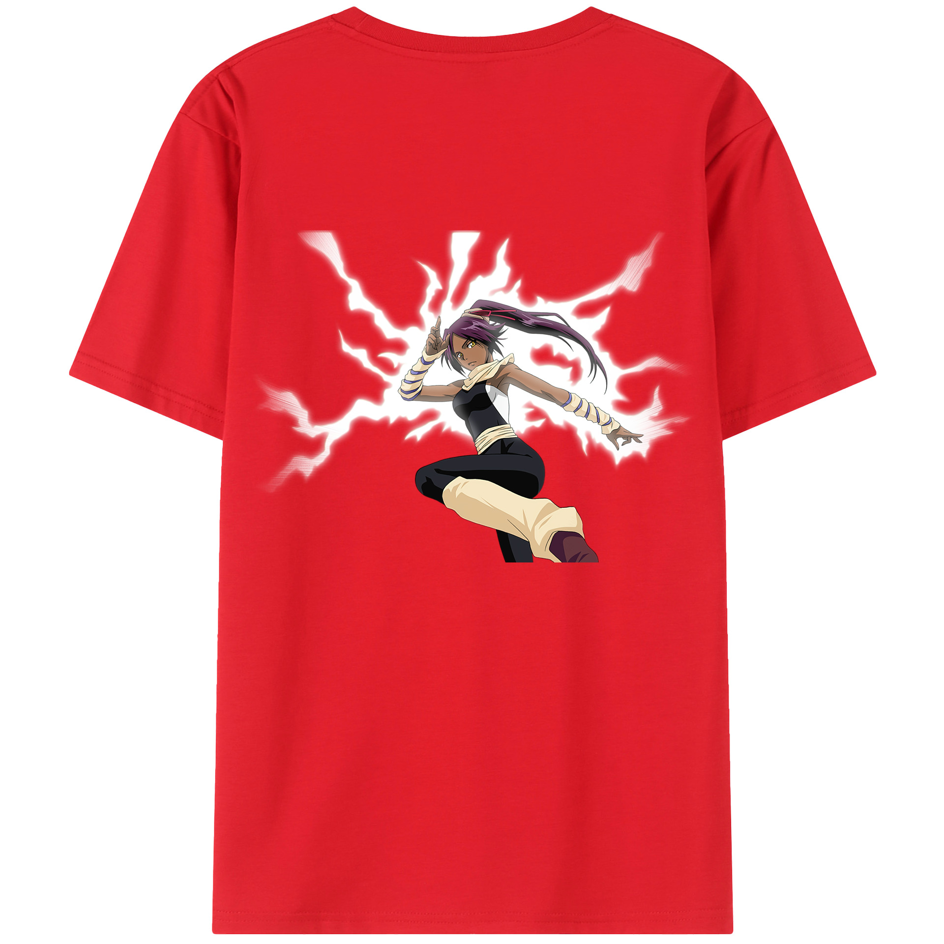 （画像用） ブリーチ 四楓院 夜一（しほういん よるいち） BLEACH Shihouin Yoruichi レディース半袖Tシャツ(バックプリント)