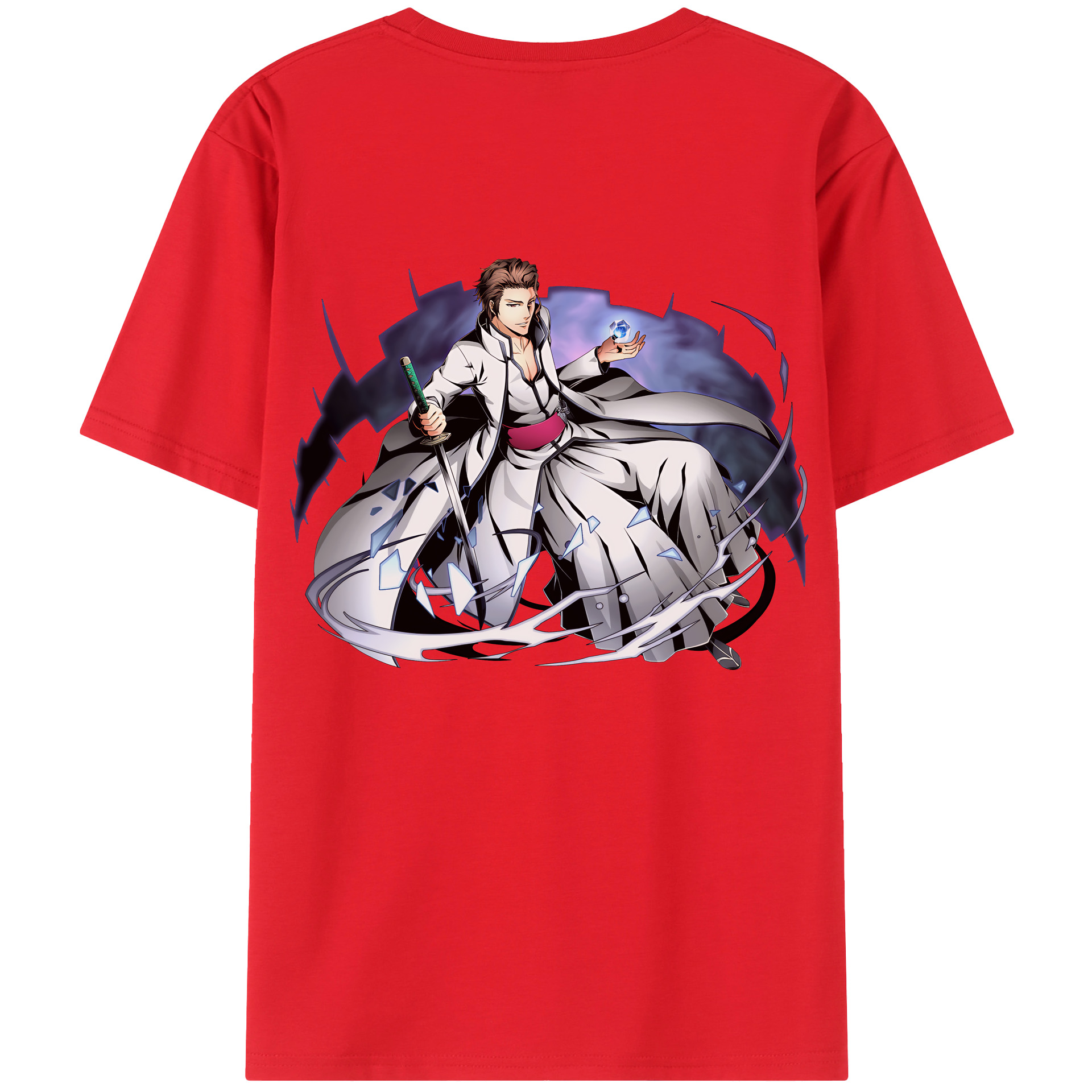 （画像用） ブリーチ 藍染 惣右介（あいぜん そうすけ） BLEACH Aizen Sousuke レディース半袖Tシャツ(バックプリント)