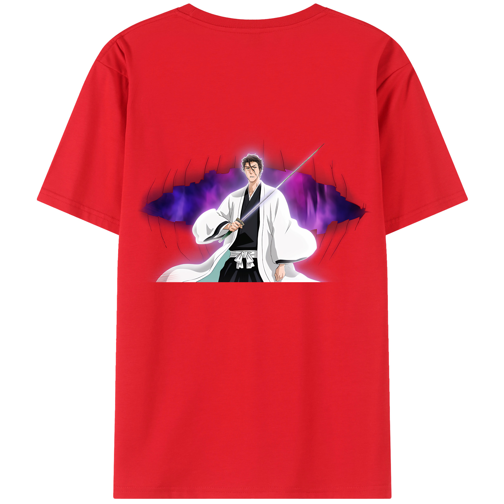 （画像用） ブリーチ 藍染 惣右介（あいぜん そうすけ） BLEACH Aizen Sousuke レディース半袖Tシャツ(バックプリント)