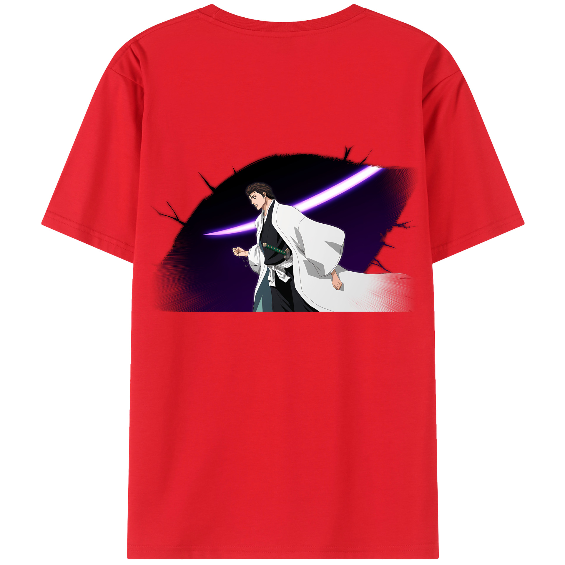 （画像用） ブリーチ 藍染 惣右介（あいぜん そうすけ） BLEACH Aizen Sousuke レディース半袖Tシャツ(バックプリント)