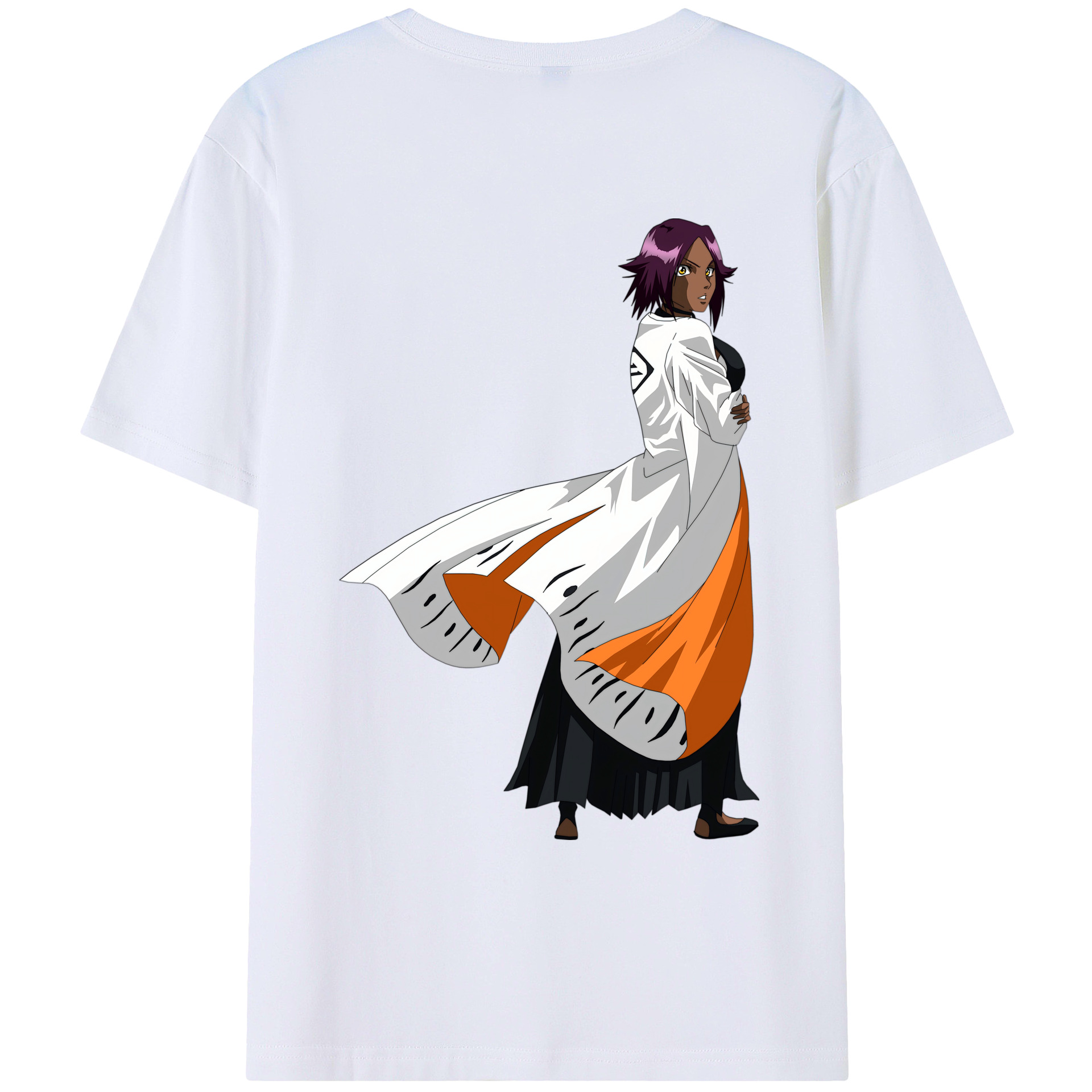 （画像用） ブリーチ 四楓院 夜一（しほういん よるいち） BLEACH Shihouin Yoruichi レディース半袖Tシャツ(バックプリント)