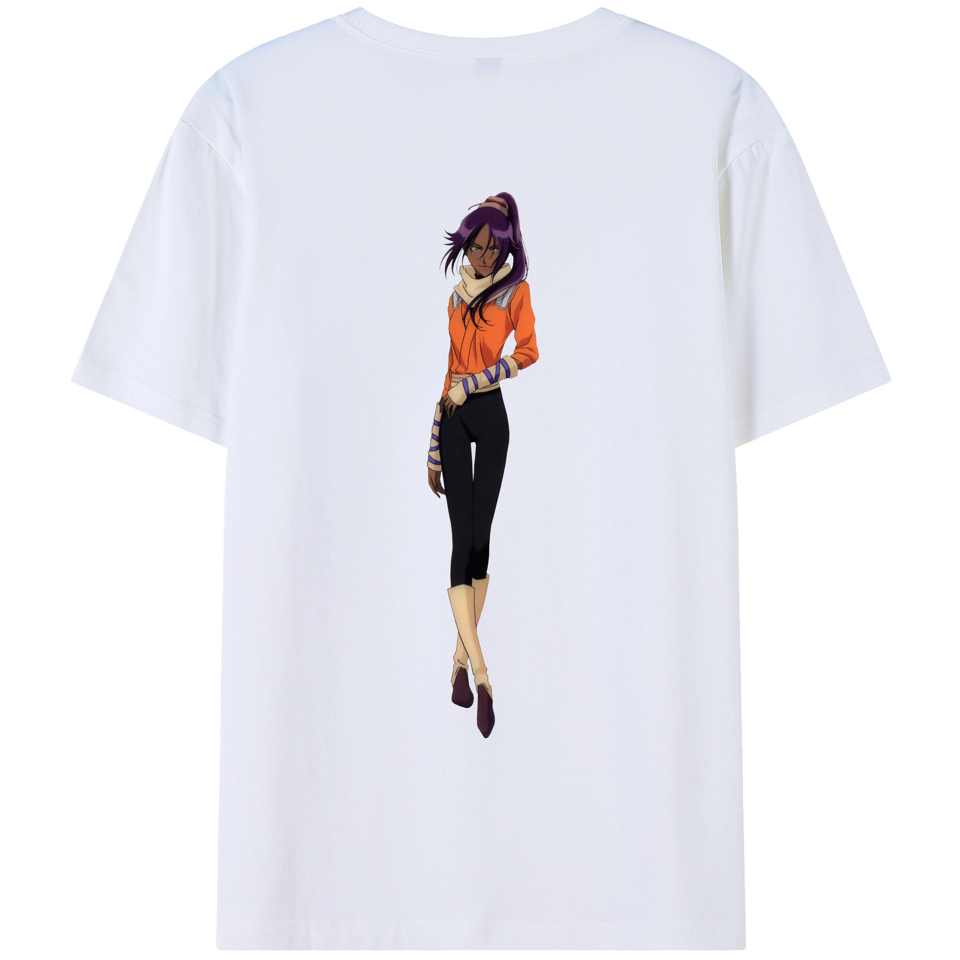 （画像用） ブリーチ 四楓院 夜一（しほういん よるいち） BLEACH Shihouin Yoruichi レディース半袖Tシャツ(バックプリント)
