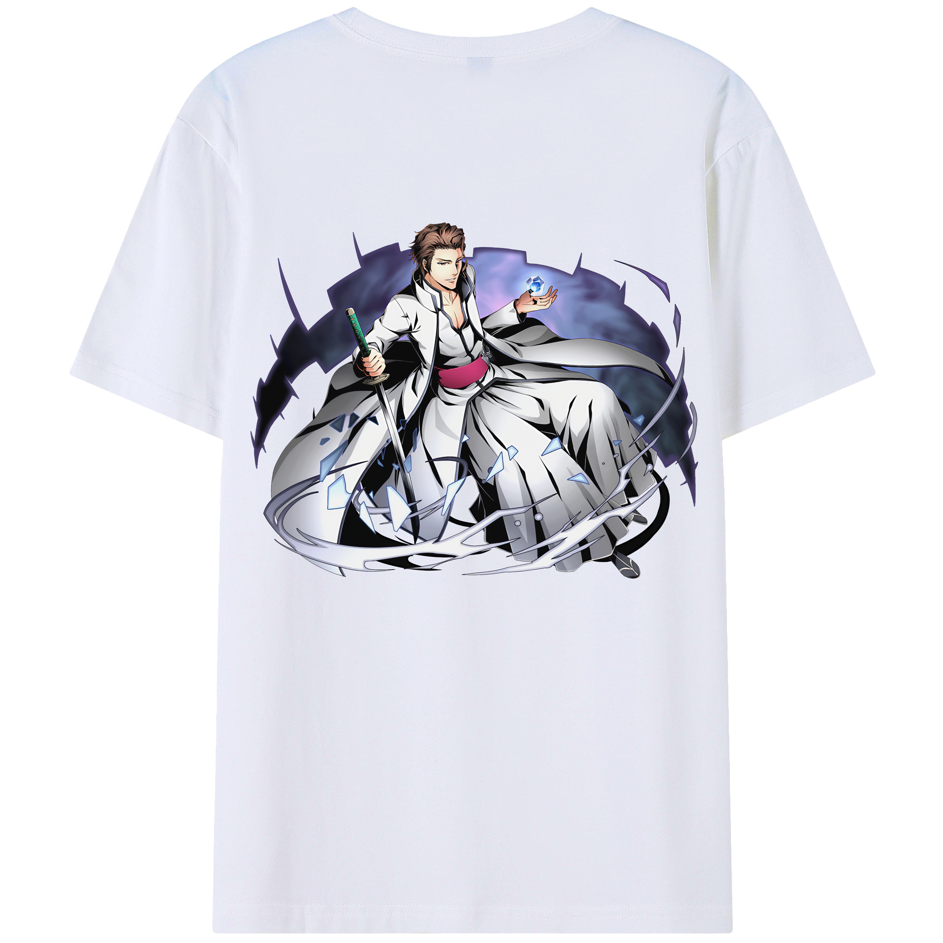 （画像用） ブリーチ 藍染 惣右介（あいぜん そうすけ） BLEACH Aizen Sousuke レディース半袖Tシャツ(バックプリント)