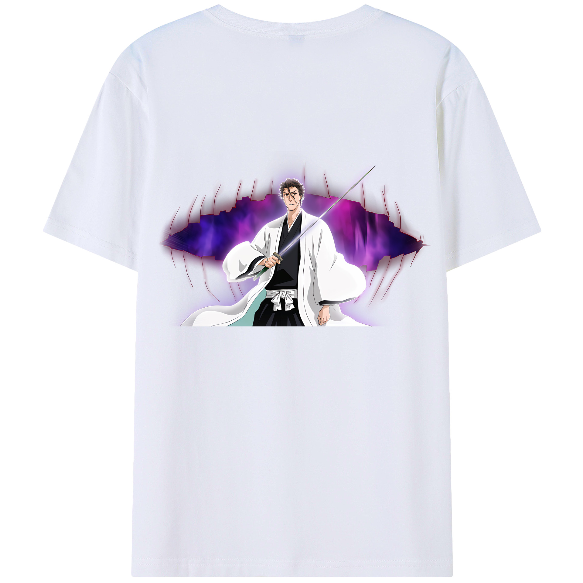 （画像用） ブリーチ 藍染 惣右介（あいぜん そうすけ） BLEACH Aizen Sousuke レディース半袖Tシャツ(バックプリント)