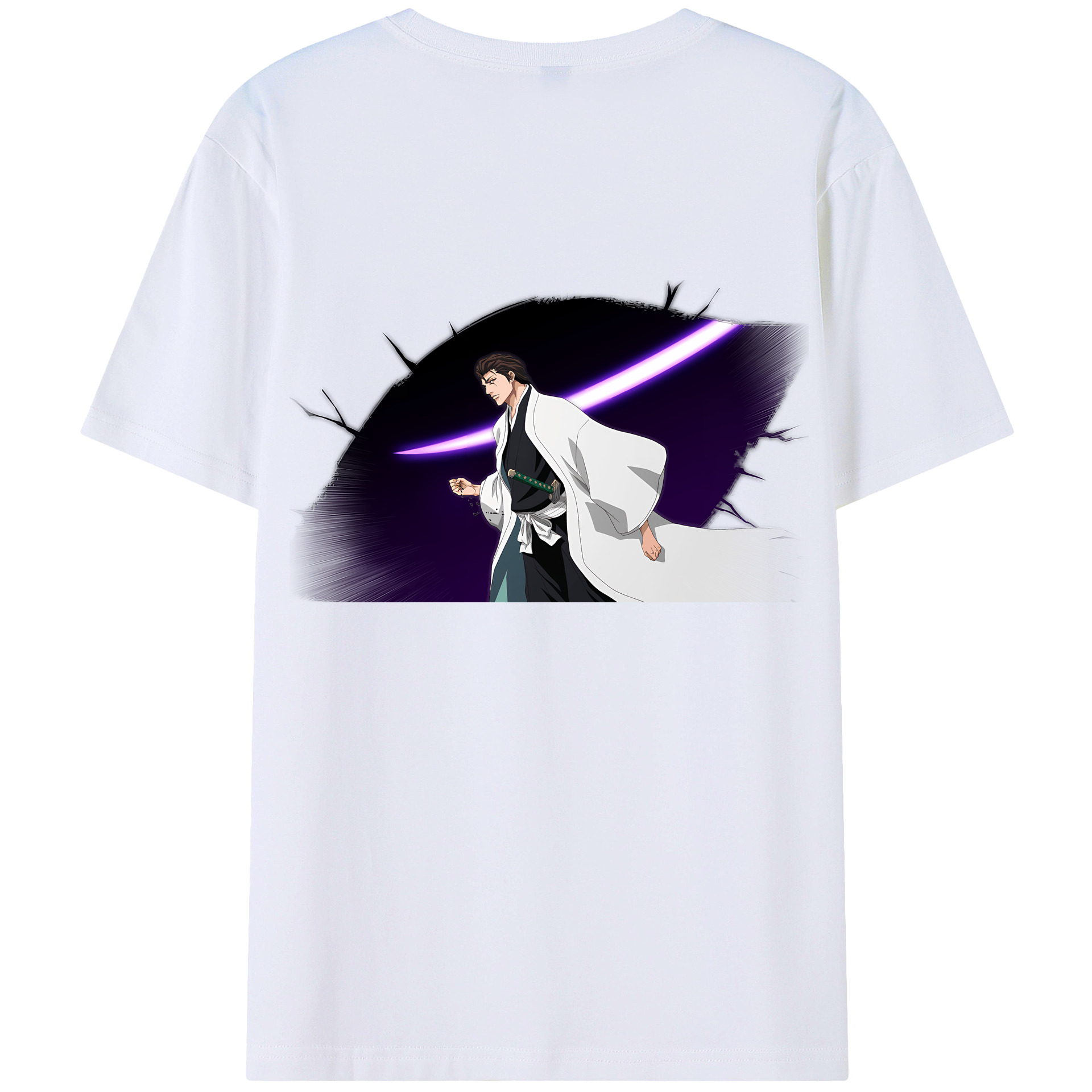 （画像用） ブリーチ 藍染 惣右介（あいぜん そうすけ） BLEACH Aizen Sousuke レディース半袖Tシャツ(バックプリント)