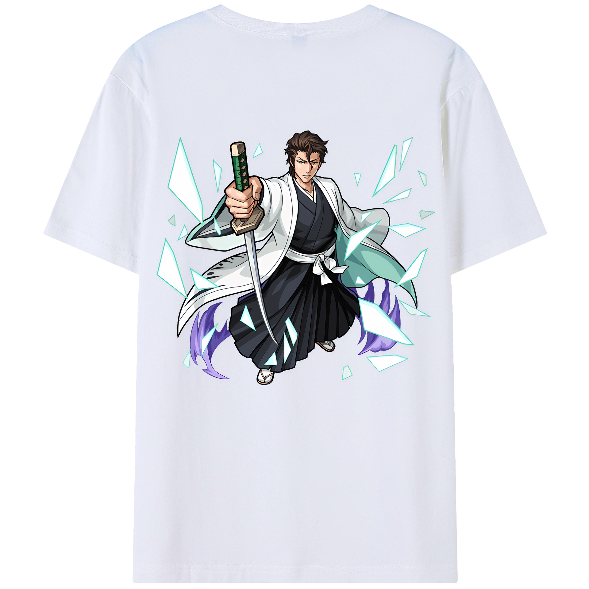 （画像用） ブリーチ 藍染 惣右介（あいぜん そうすけ） BLEACH Aizen Sousuke レディース半袖Tシャツ(バックプリント)