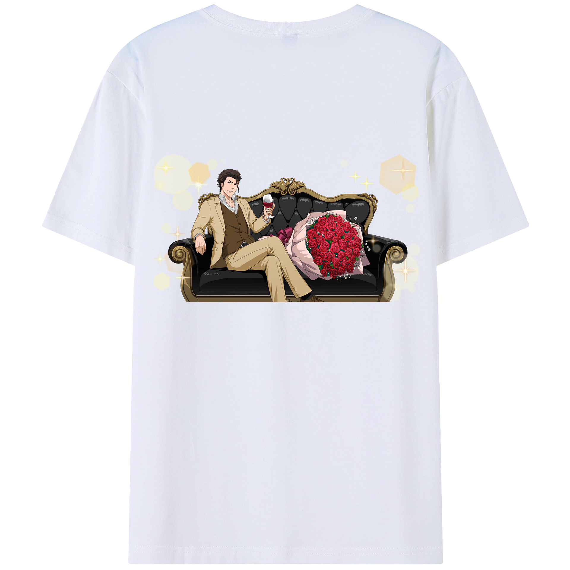 （画像用） ブリーチ 藍染 惣右介（あいぜん そうすけ） BLEACH Aizen Sousuke レディース半袖Tシャツ(バックプリント)