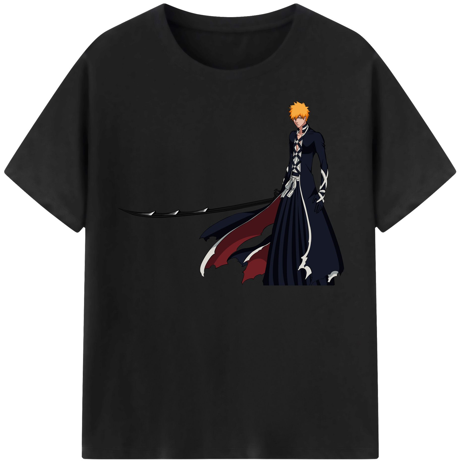 （画像用） ブリーチ 黒崎一護（くろさき いちご）BLEACH Kurosaki Ichigo レディースカジュアルプリントTシャツ（綿100％）