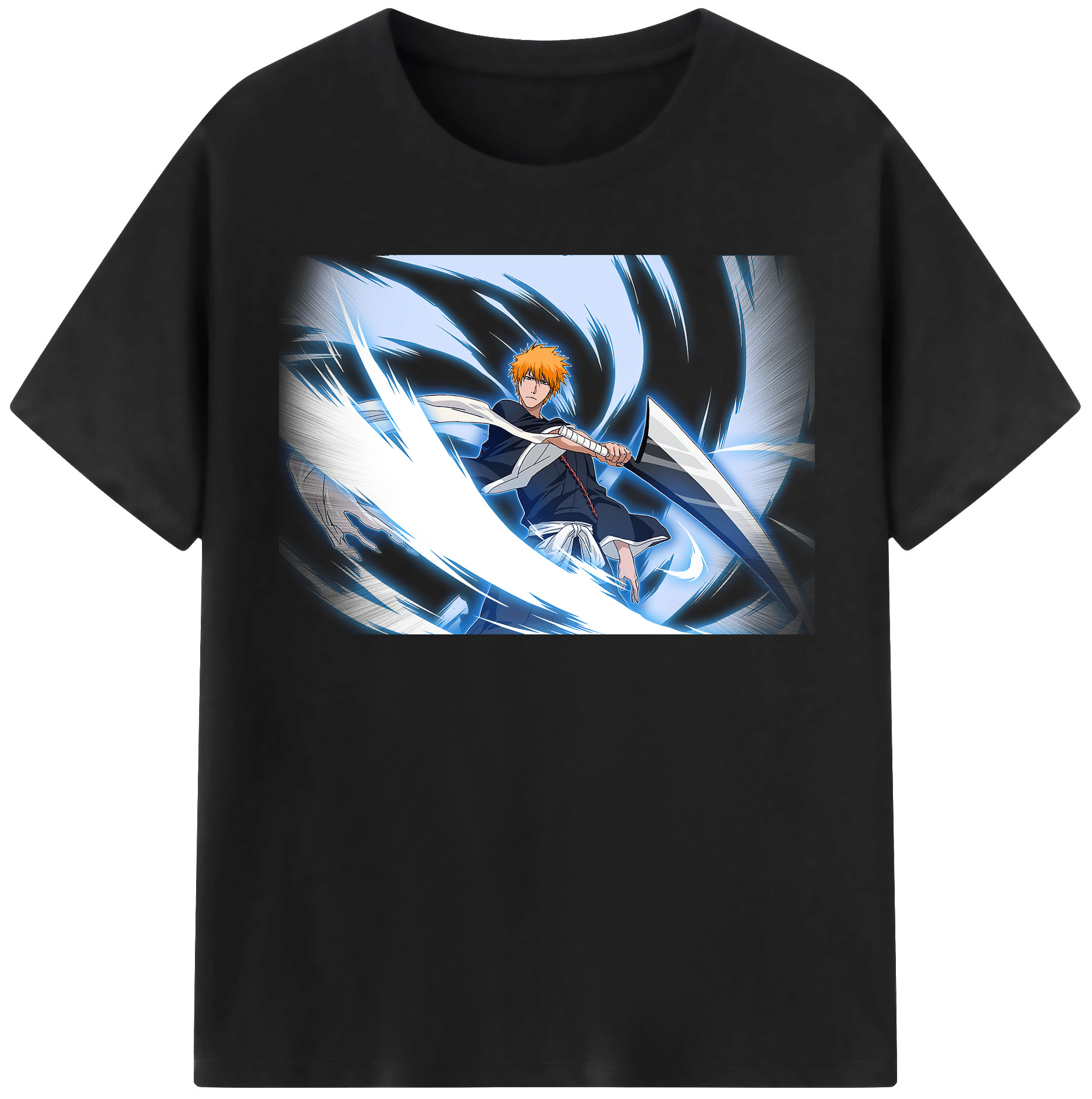 （画像用） ブリーチ 黒崎一護（くろさき いちご）BLEACH Kurosaki Ichigo レディースカジュアルプリントTシャツ（綿100％）