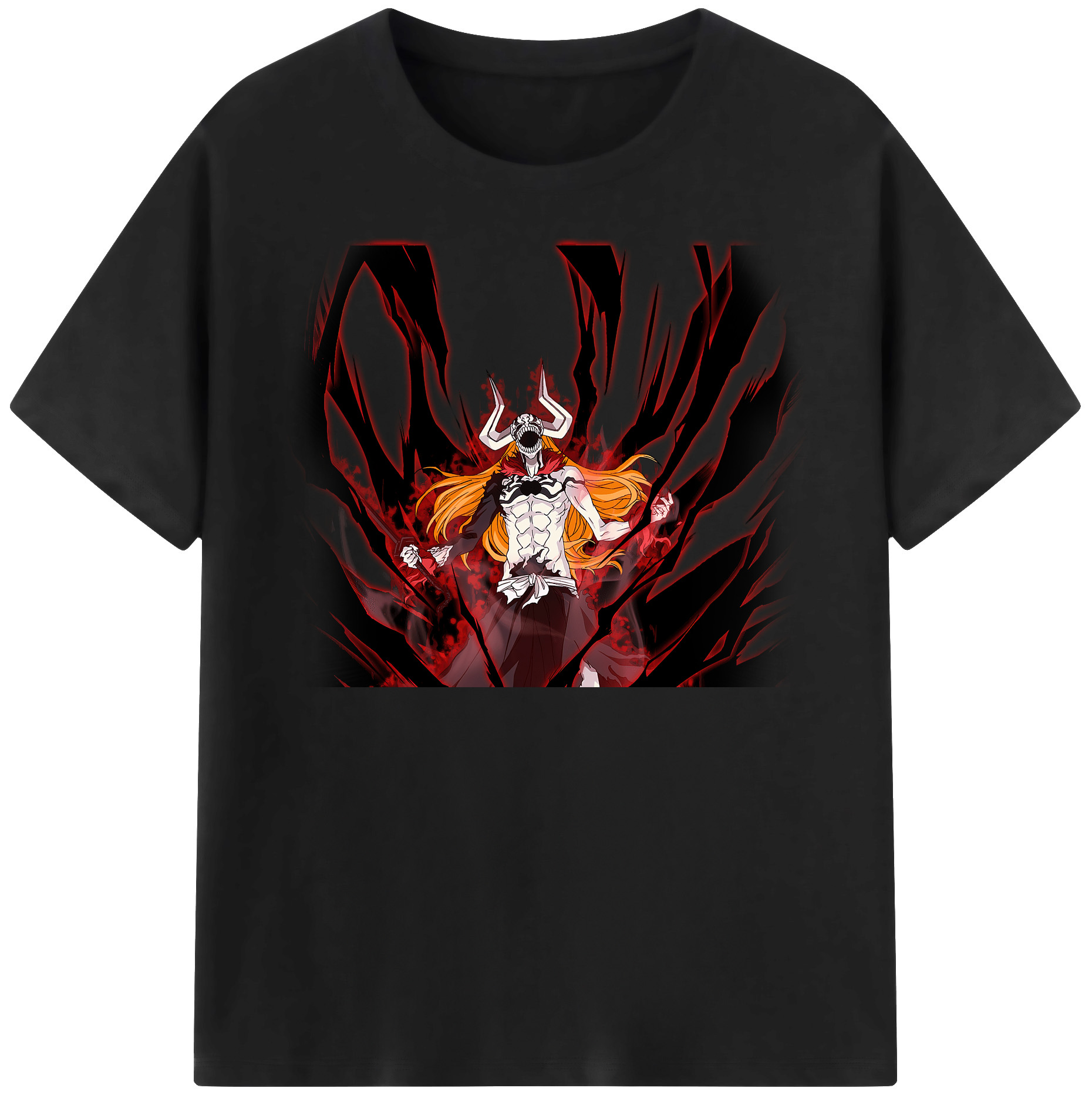 （画像用） ブリーチ 黒崎一護（くろさき いちご）BLEACH Kurosaki Ichigo レディースカジュアルプリントTシャツ（綿100％）