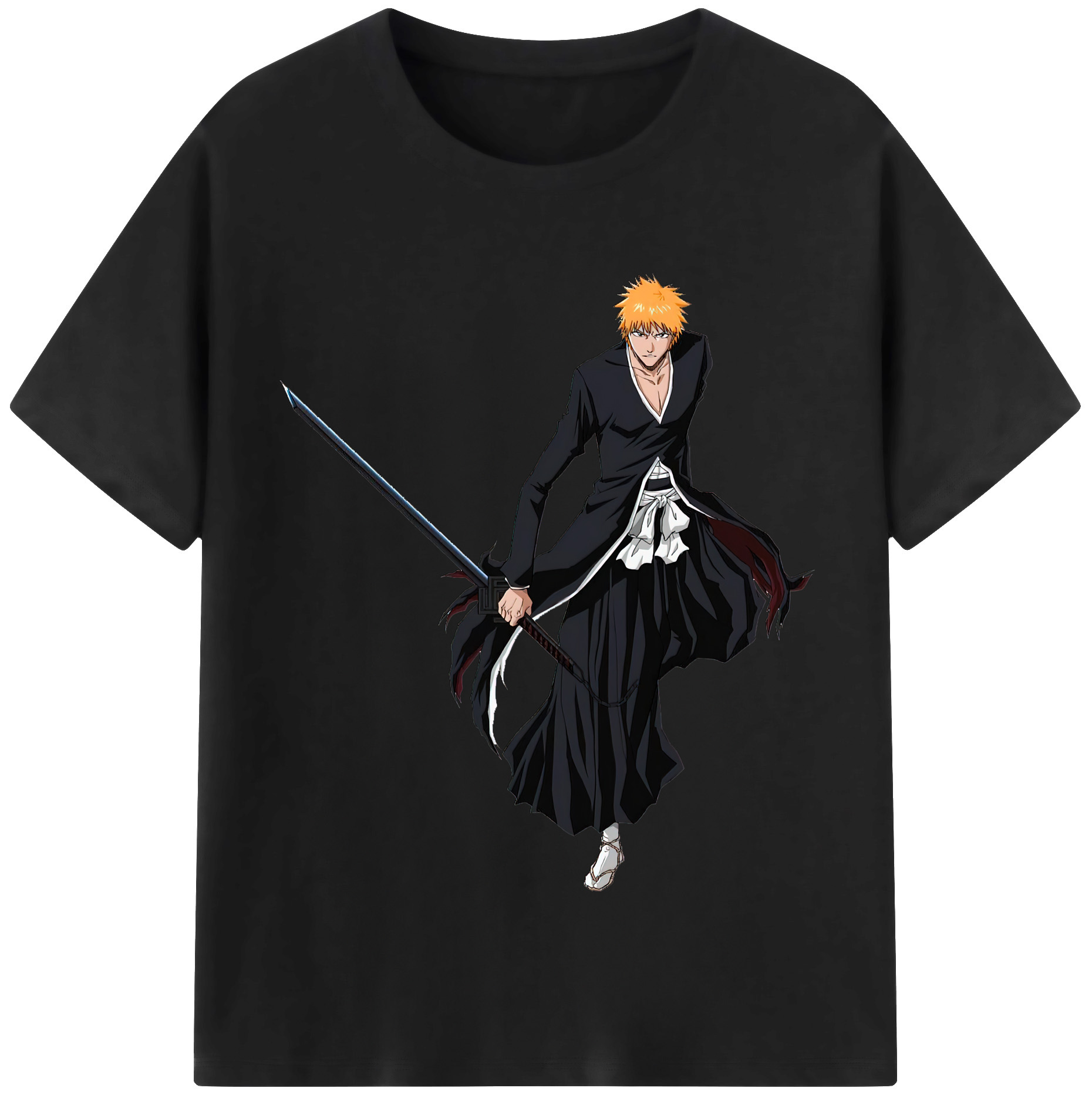 （画像用） ブリーチ 黒崎一護（くろさき いちご）BLEACH Kurosaki Ichigo レディースカジュアルプリントTシャツ（綿100％）
