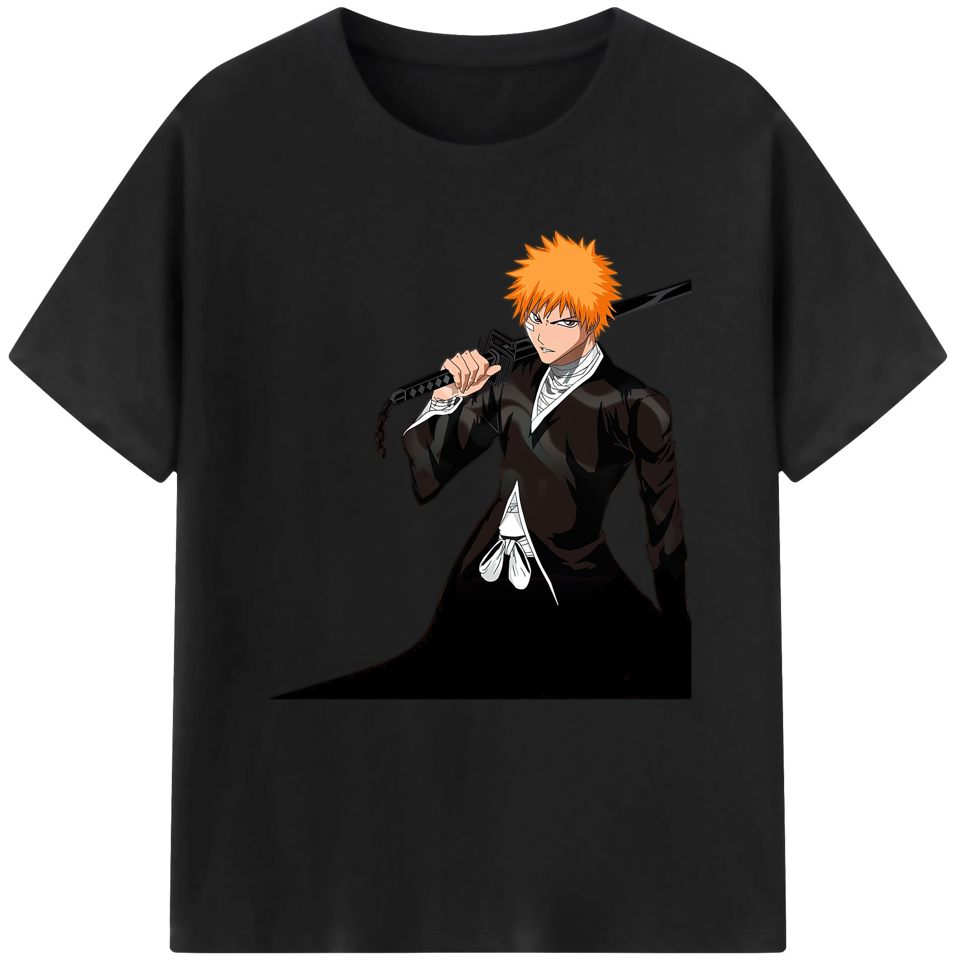 （画像用） ブリーチ 黒崎一護（くろさき いちご）BLEACH Kurosaki Ichigo レディースカジュアルプリントTシャツ（綿100％）