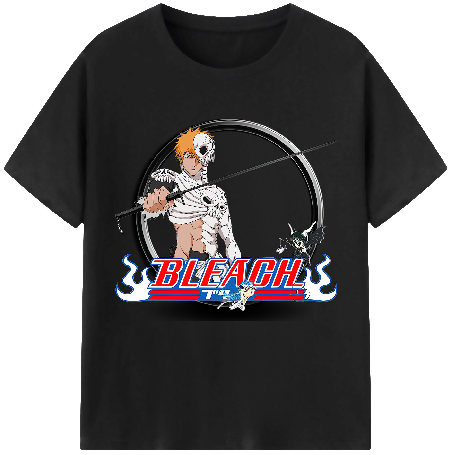 （画像用） ブリーチ 黒崎一護（くろさき いちご）BLEACH Kurosaki Ichigo レディースカジュアルプリントTシャツ（綿100％）