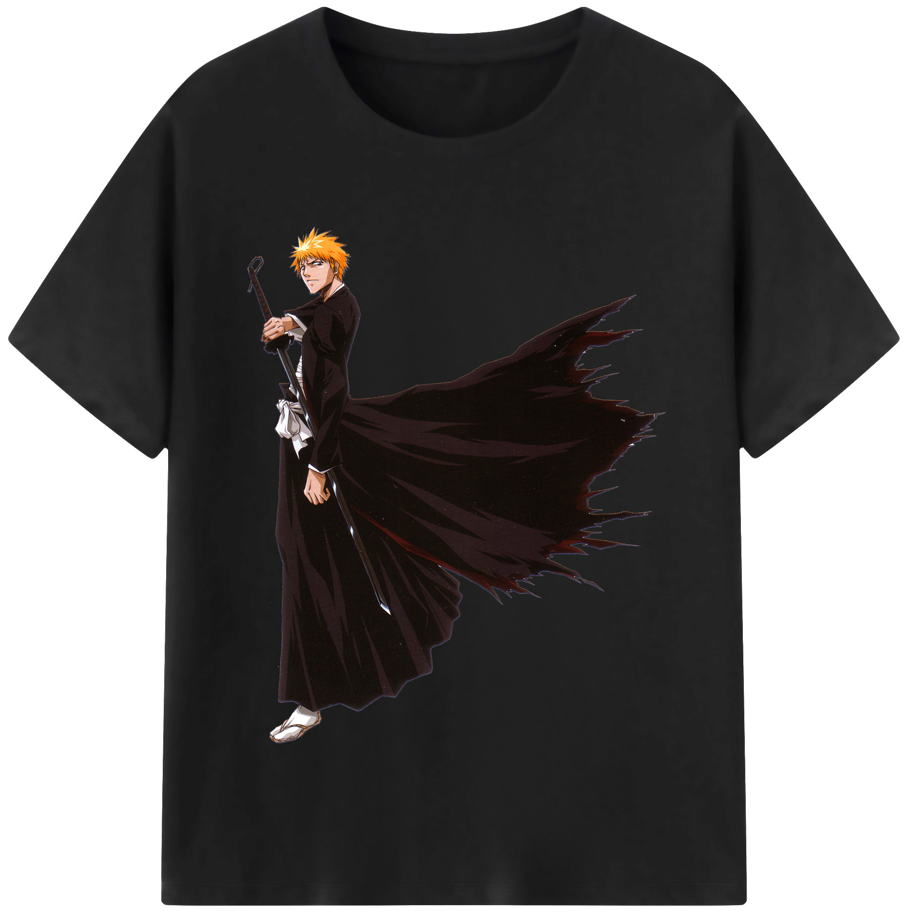 （画像用） ブリーチ 黒崎一護（くろさき いちご）BLEACH Kurosaki Ichigo レディースカジュアルプリントTシャツ（綿100％）