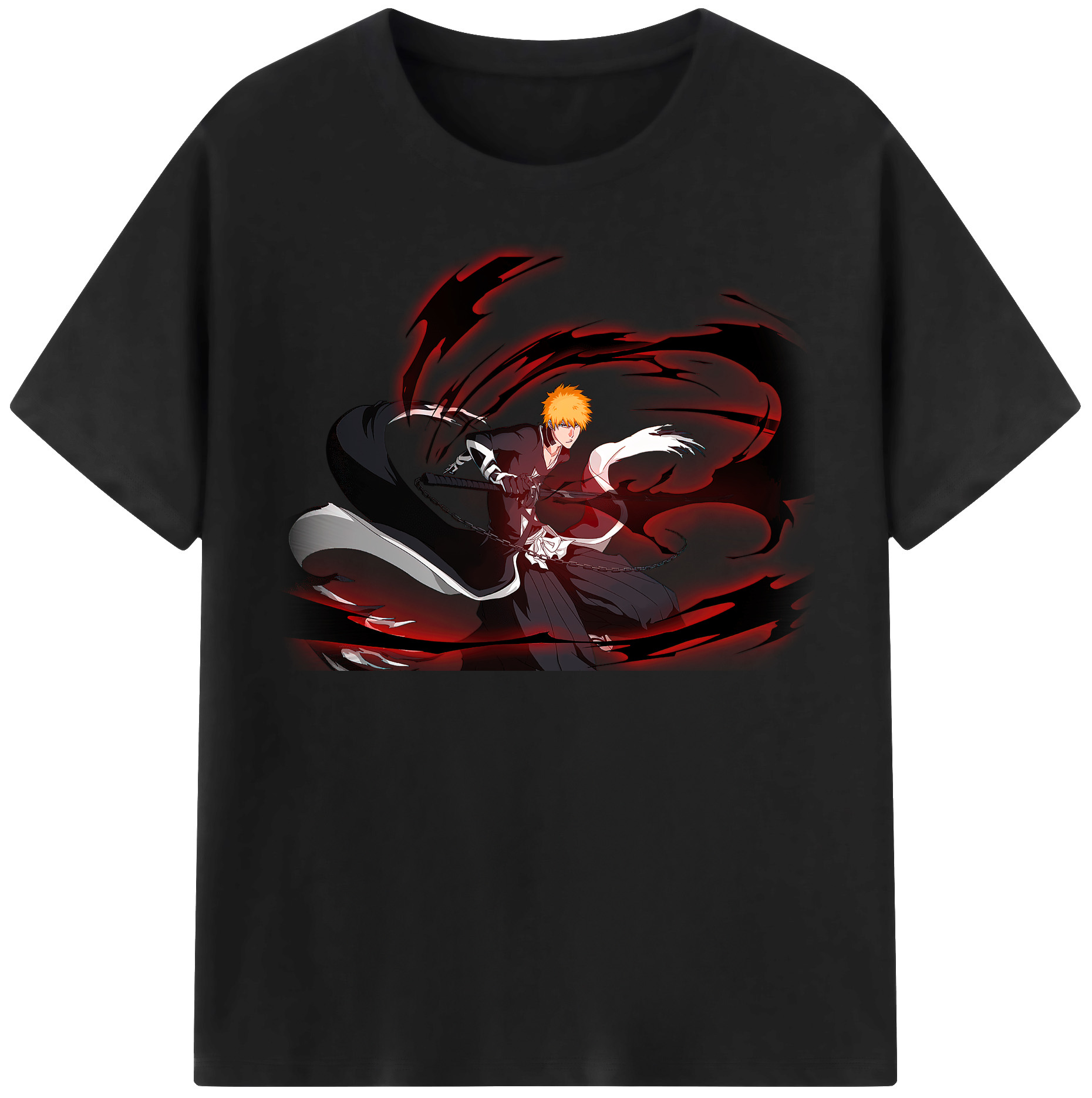 （画像用） ブリーチ 黒崎一護（くろさき いちご）BLEACH Kurosaki Ichigo レディースカジュアルプリントTシャツ（綿100％）