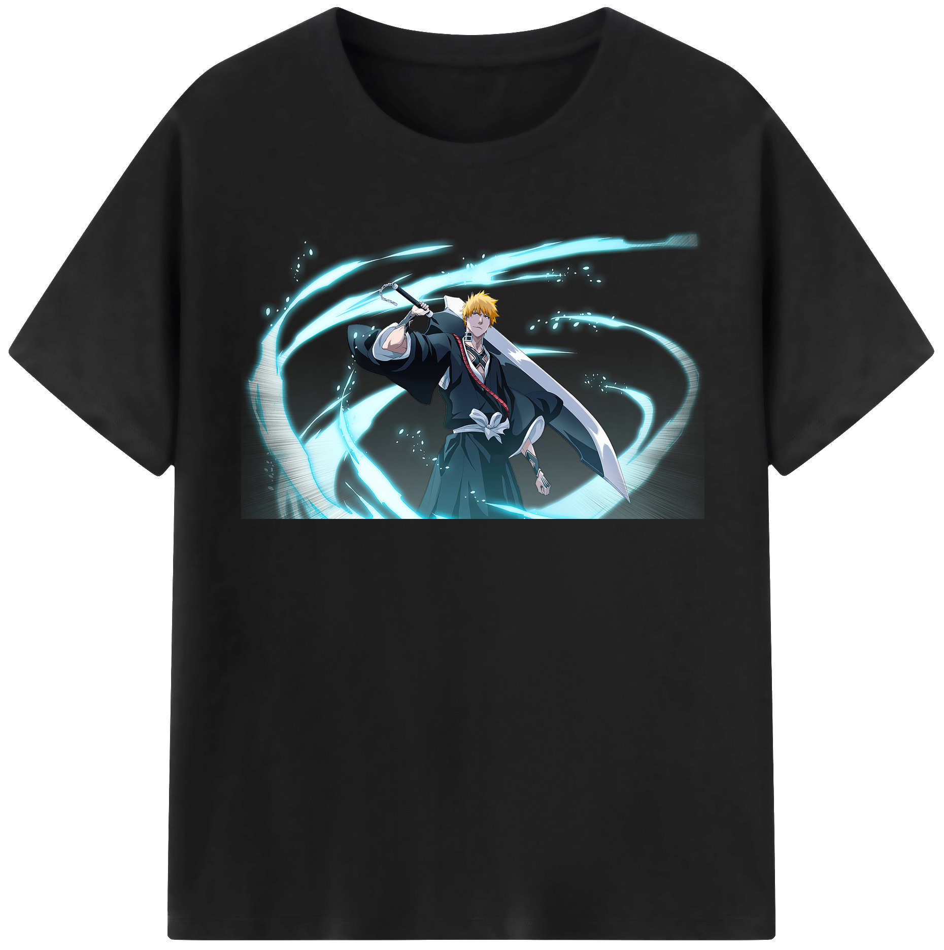 （画像用） ブリーチ 黒崎一護（くろさき いちご）BLEACH Kurosaki Ichigo レディースカジュアルプリントTシャツ（綿100％）