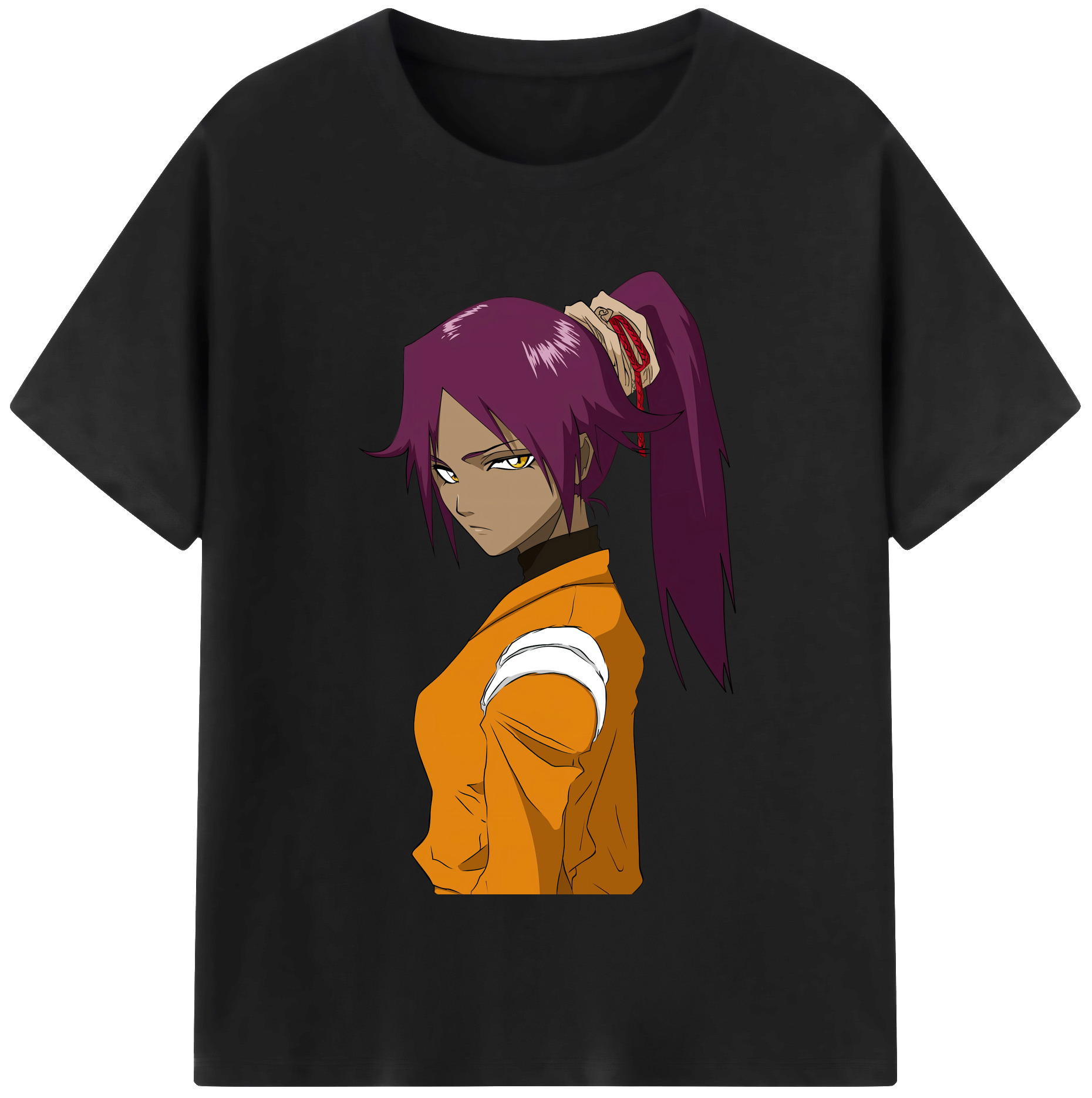 （画像用） ブリーチ 四楓院 夜一（しほういん よるいち） BLEACH Shihouin Yoruichi レディースカジュアルプリントTシャツ（綿100％）