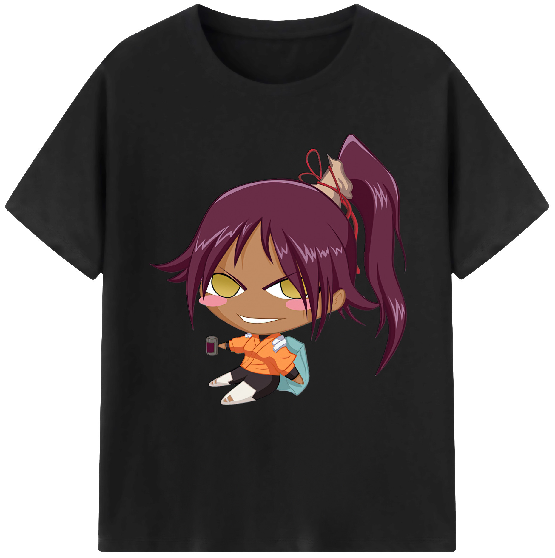 （画像用） ブリーチ 四楓院 夜一（しほういん よるいち） BLEACH Shihouin Yoruichi レディースカジュアルプリントTシャツ（綿100％）