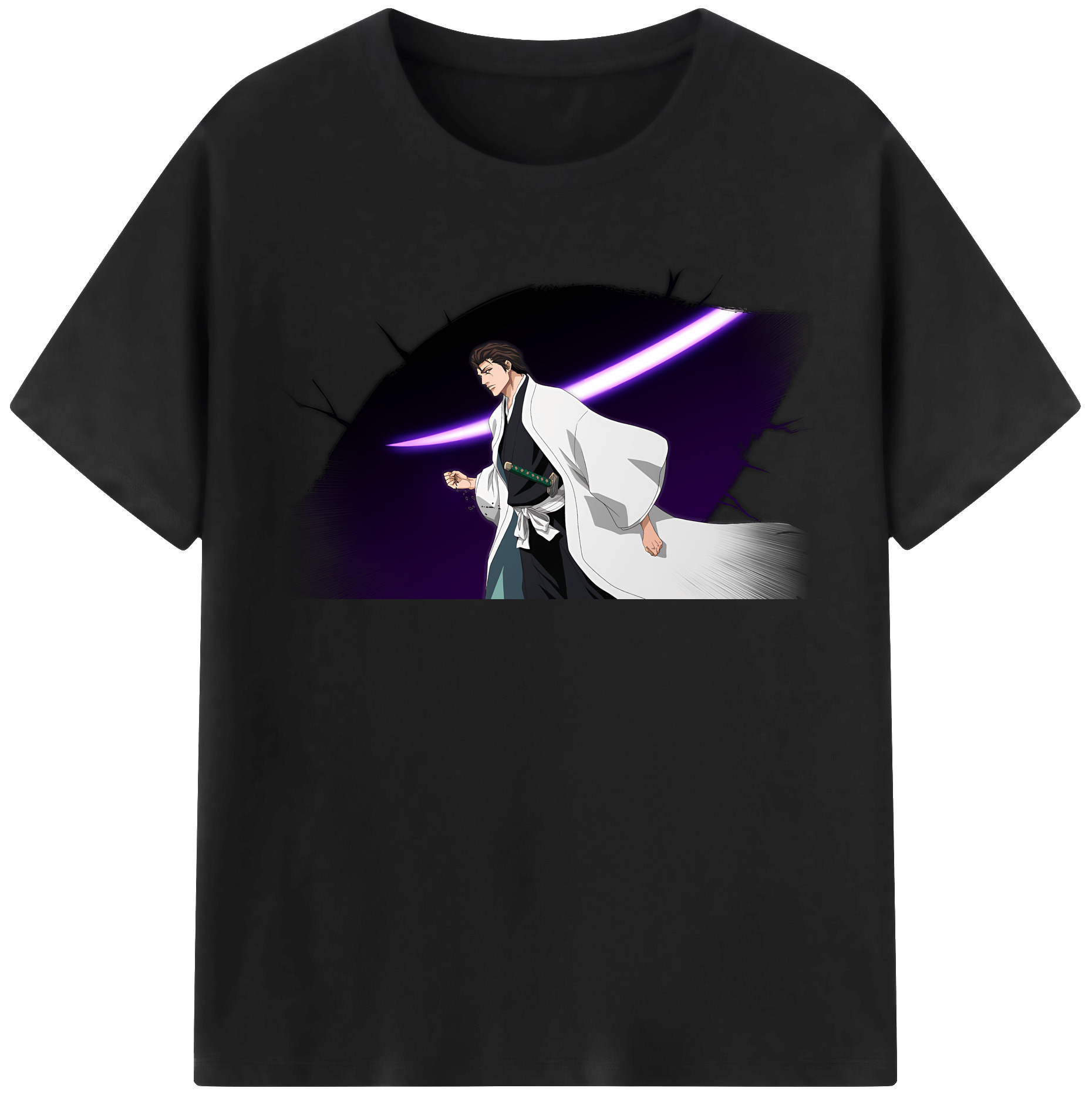 （画像用） ブリーチ 藍染 惣右介（あいぜん そうすけ） BLEACH Aizen Sousuke レディースカジュアルプリントTシャツ（綿100％）