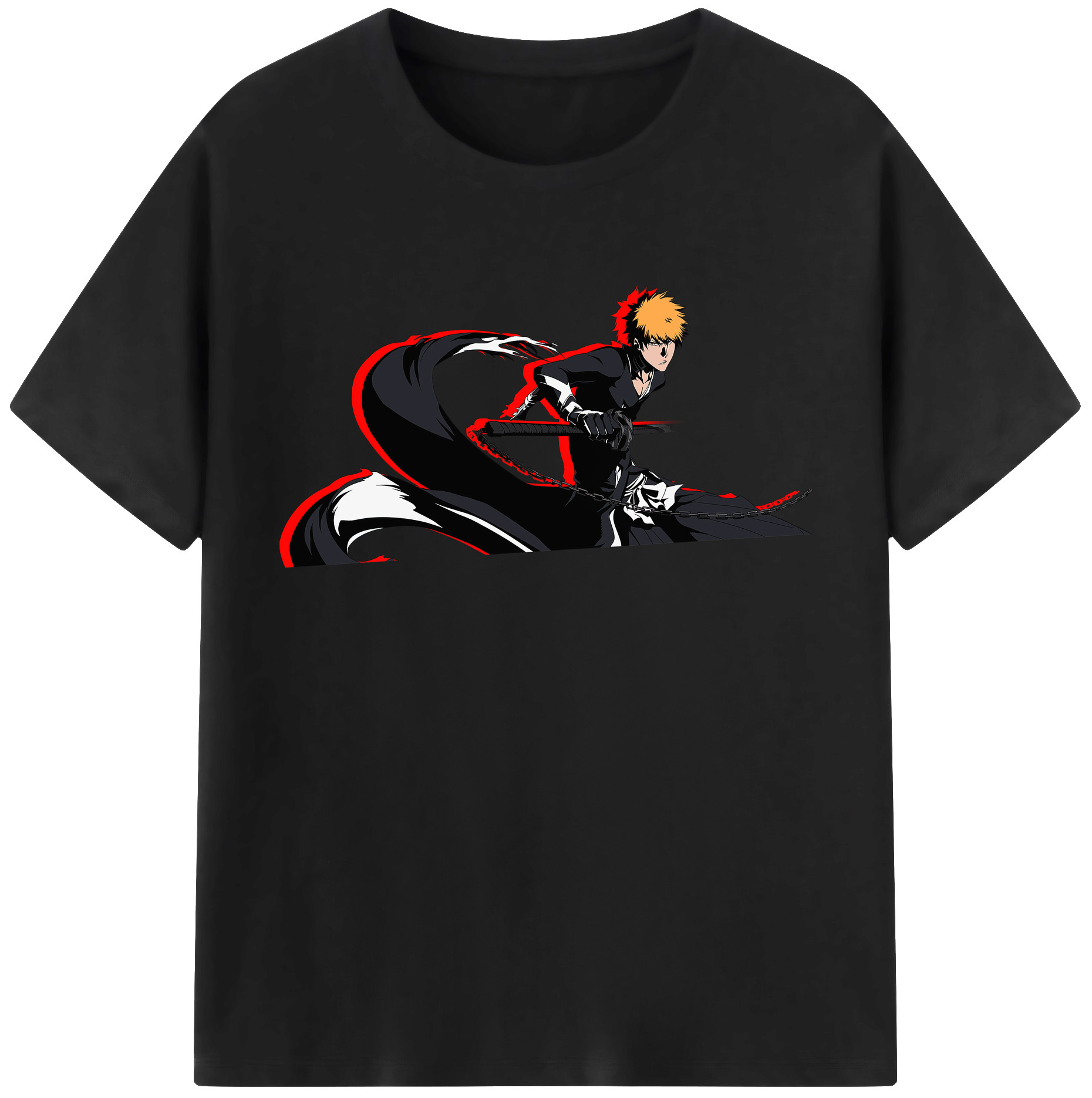 （画像用） ブリーチ 黒崎一護（くろさき いちご）BLEACH Kurosaki Ichigo レディースカジュアルプリントTシャツ（綿100％）