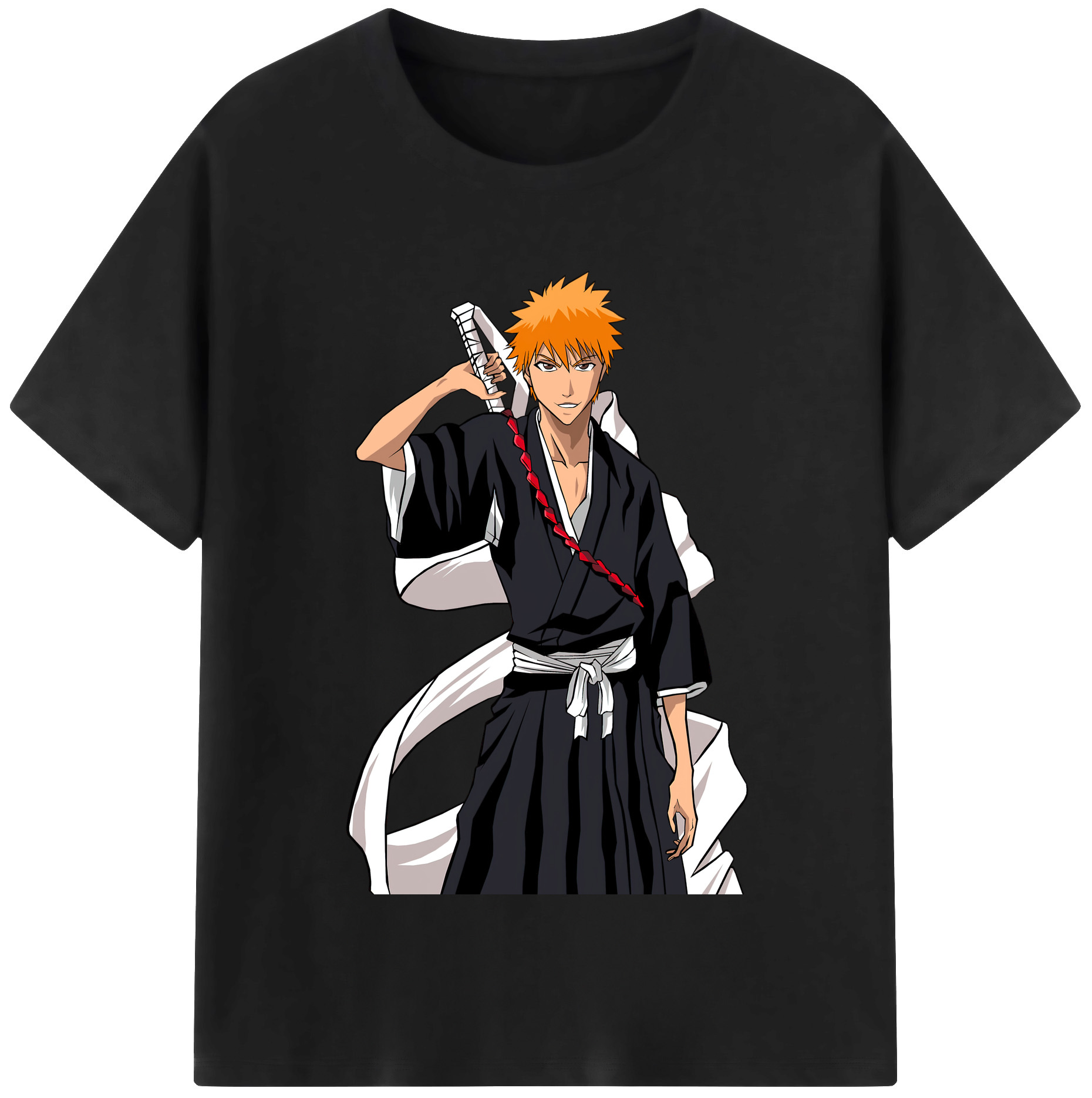 （画像用） ブリーチ 黒崎一護（くろさき いちご）BLEACH Kurosaki Ichigo レディースカジュアルプリントTシャツ（綿100％）